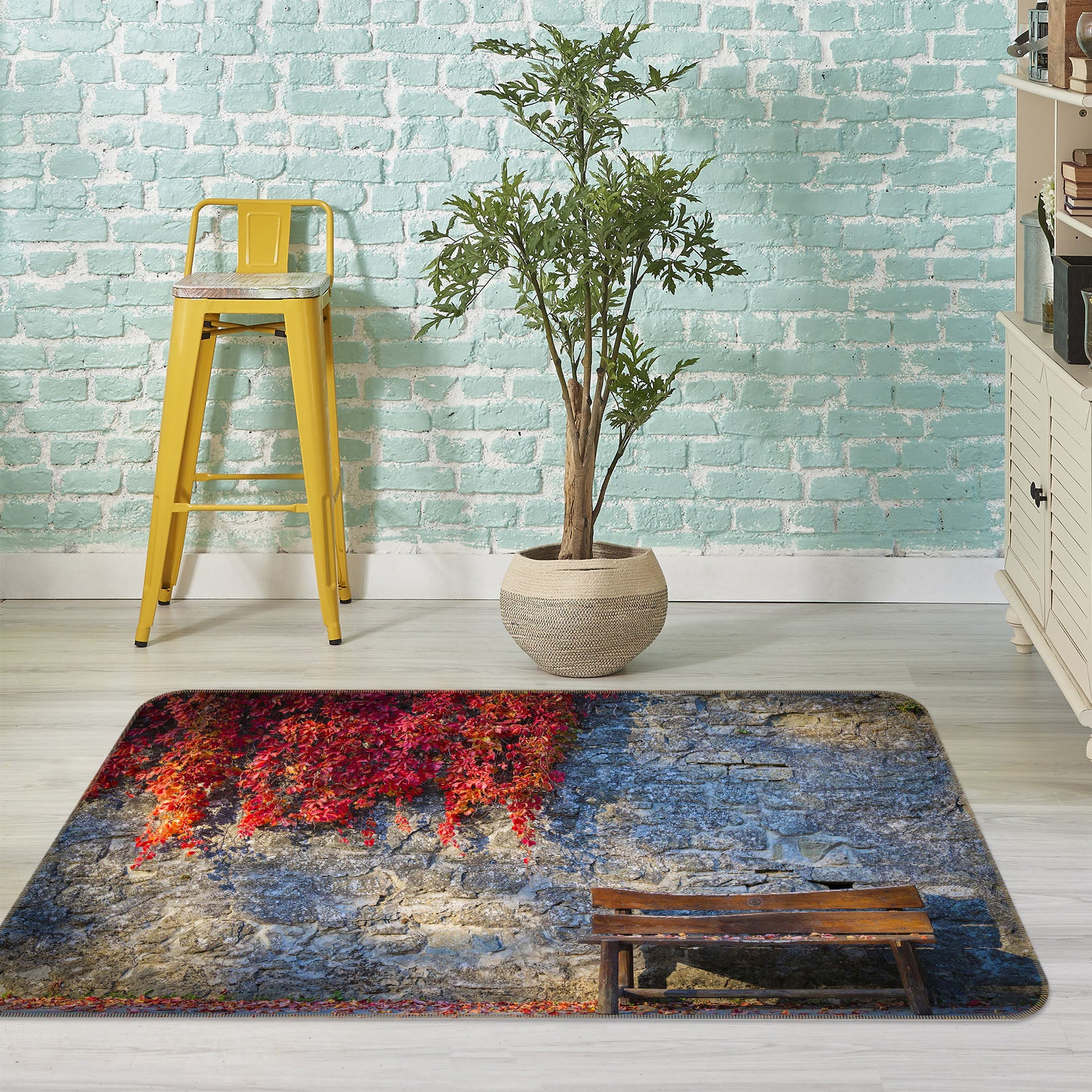 3D City Wall Maple Leaf 1171 Marco Carmassi Rug Non Slip Rug Mat