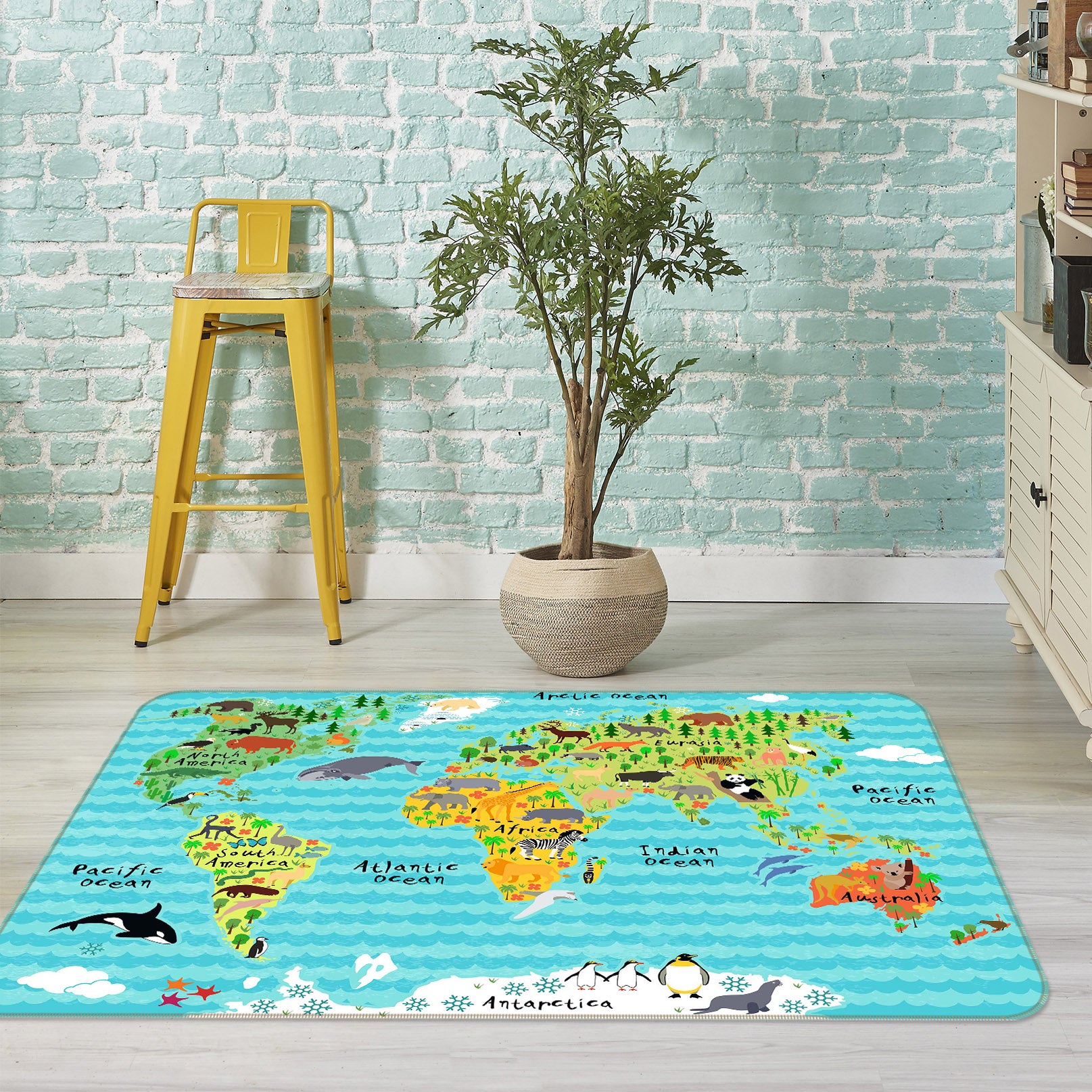 3D Lovely Island 236 World Map Non Slip Rug Mat