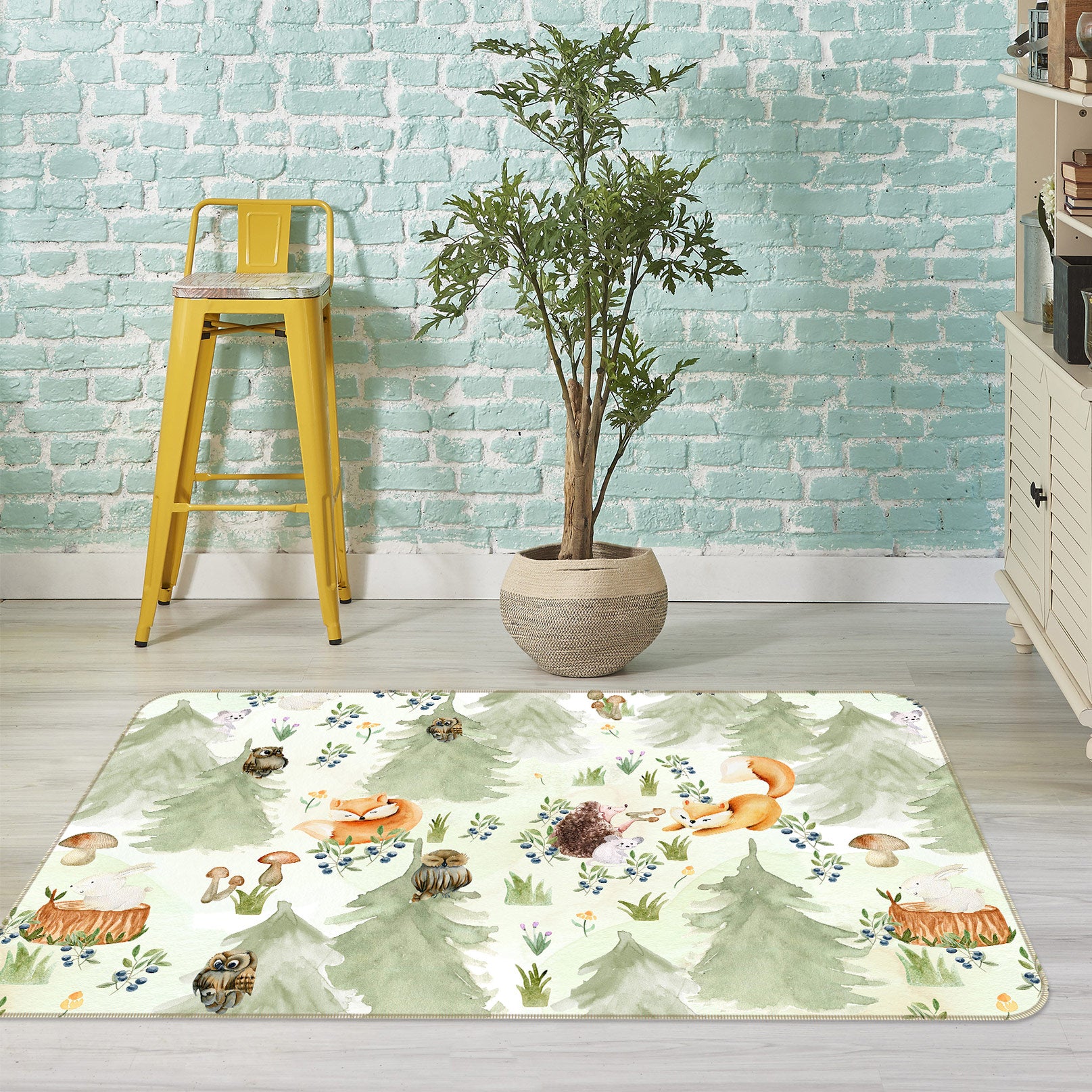 3D Fox Owl 006 Uta Naumann Rug Non Slip Rug Mat