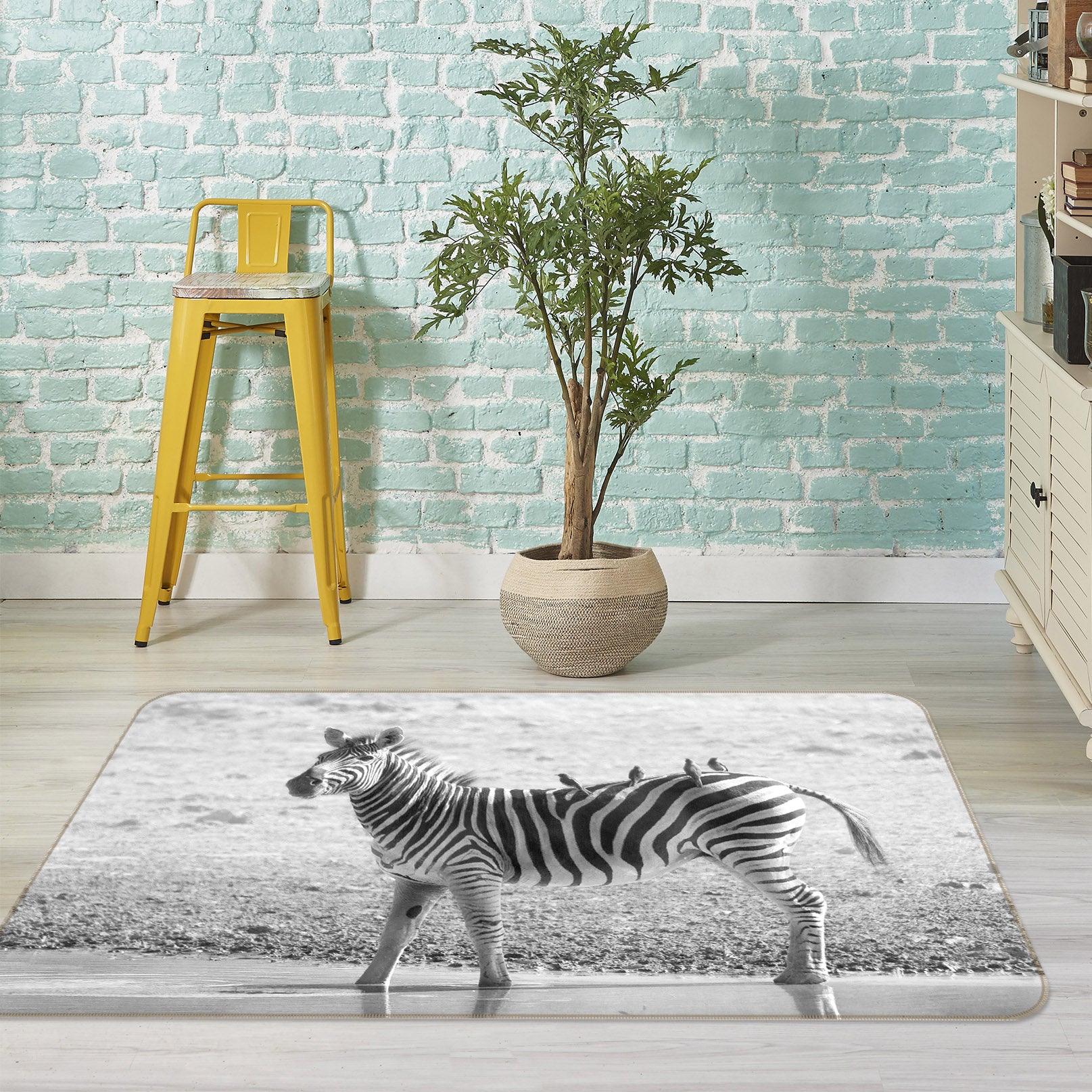 3D Grey Zebra 146 Animal Non Slip Rug Mat