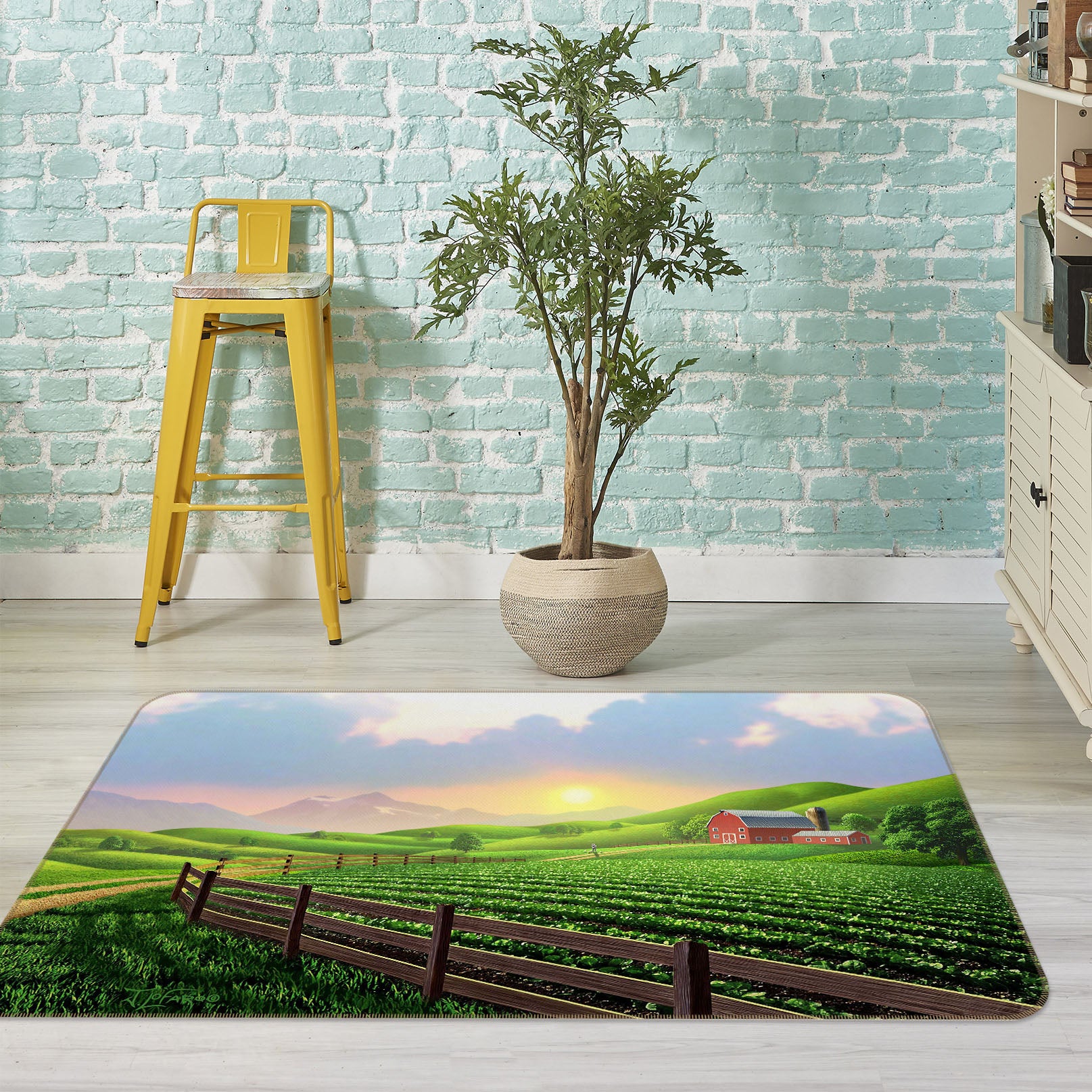 3D Sunny Farm 1056 Jerry LoFaro Rug Non Slip Rug Mat