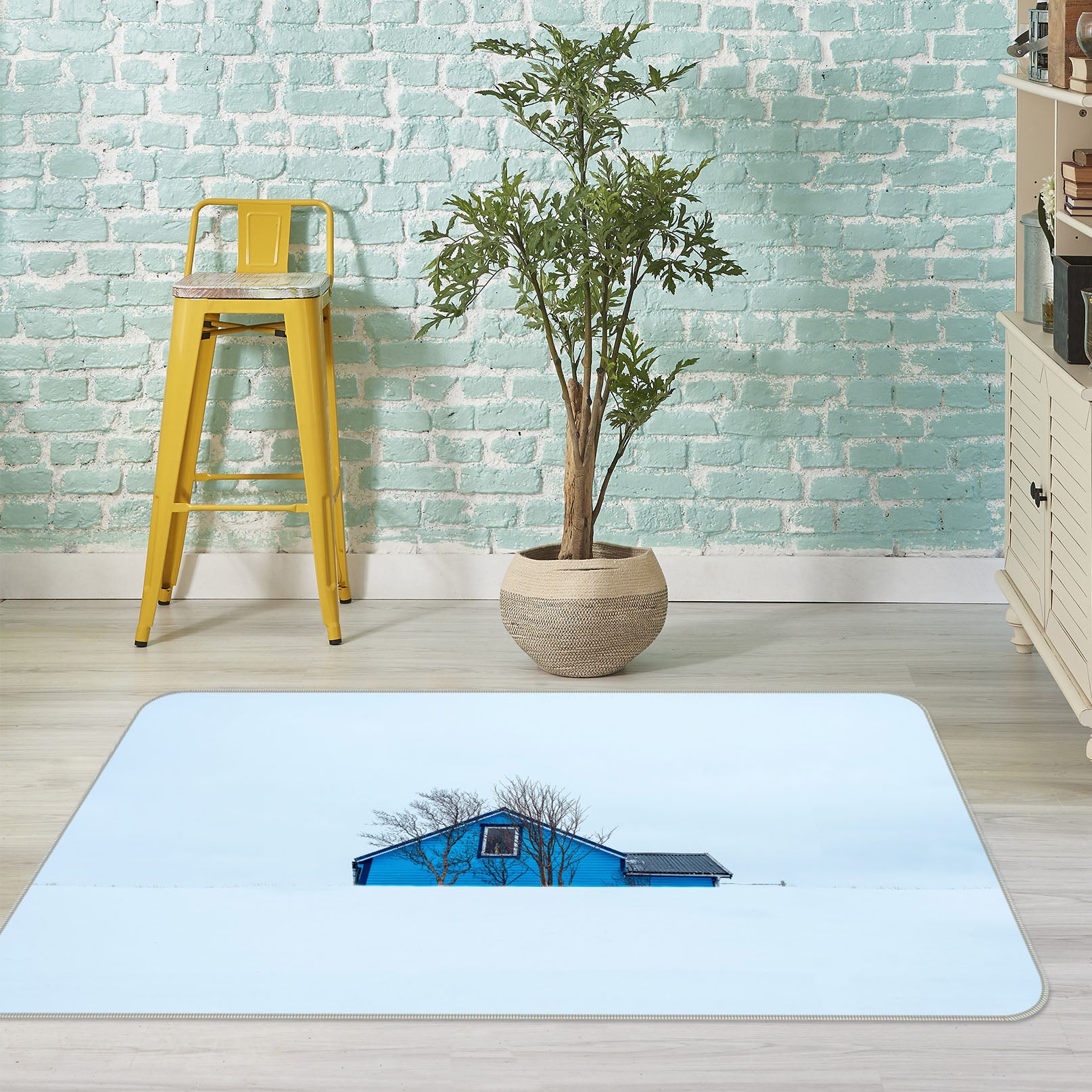 3D Blue House 1120 Marco Carmassi Rug Non Slip Rug Mat