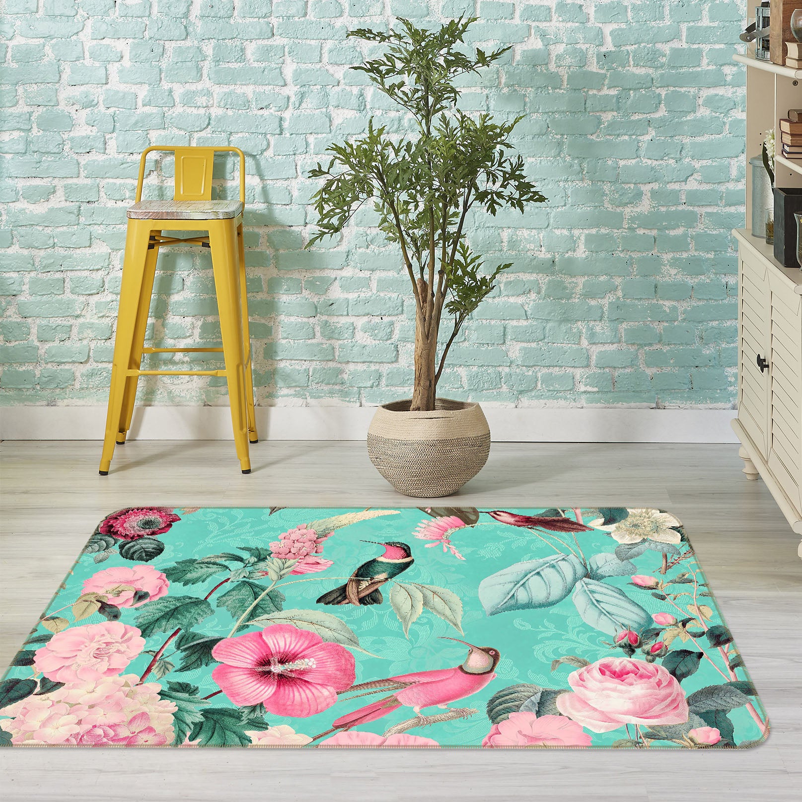 3D Flower Bird 1021 Andrea haase Rug Non Slip Rug Mat
