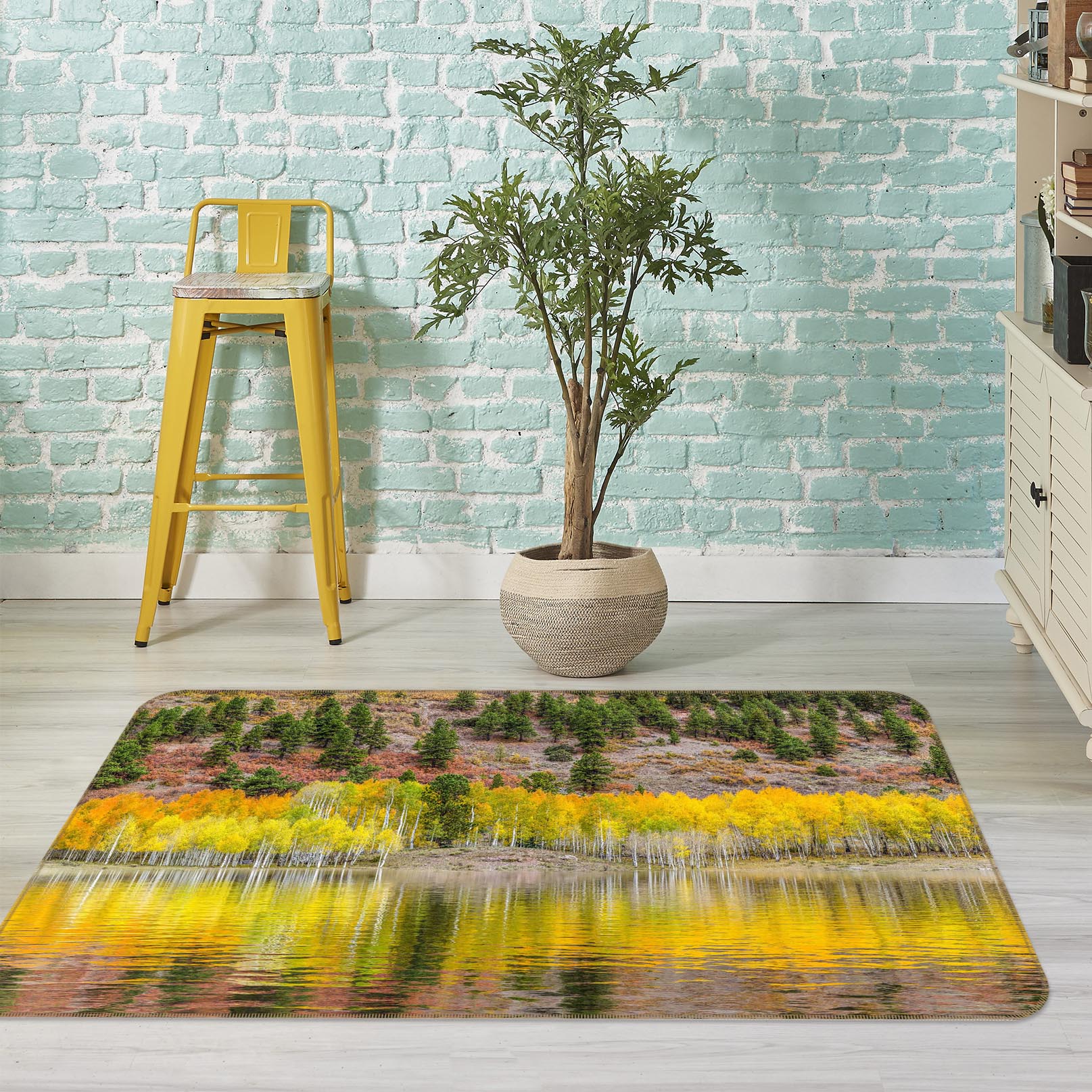 3D Yellow Forest 1049 Marco Carmassi Rug Non Slip Rug Mat