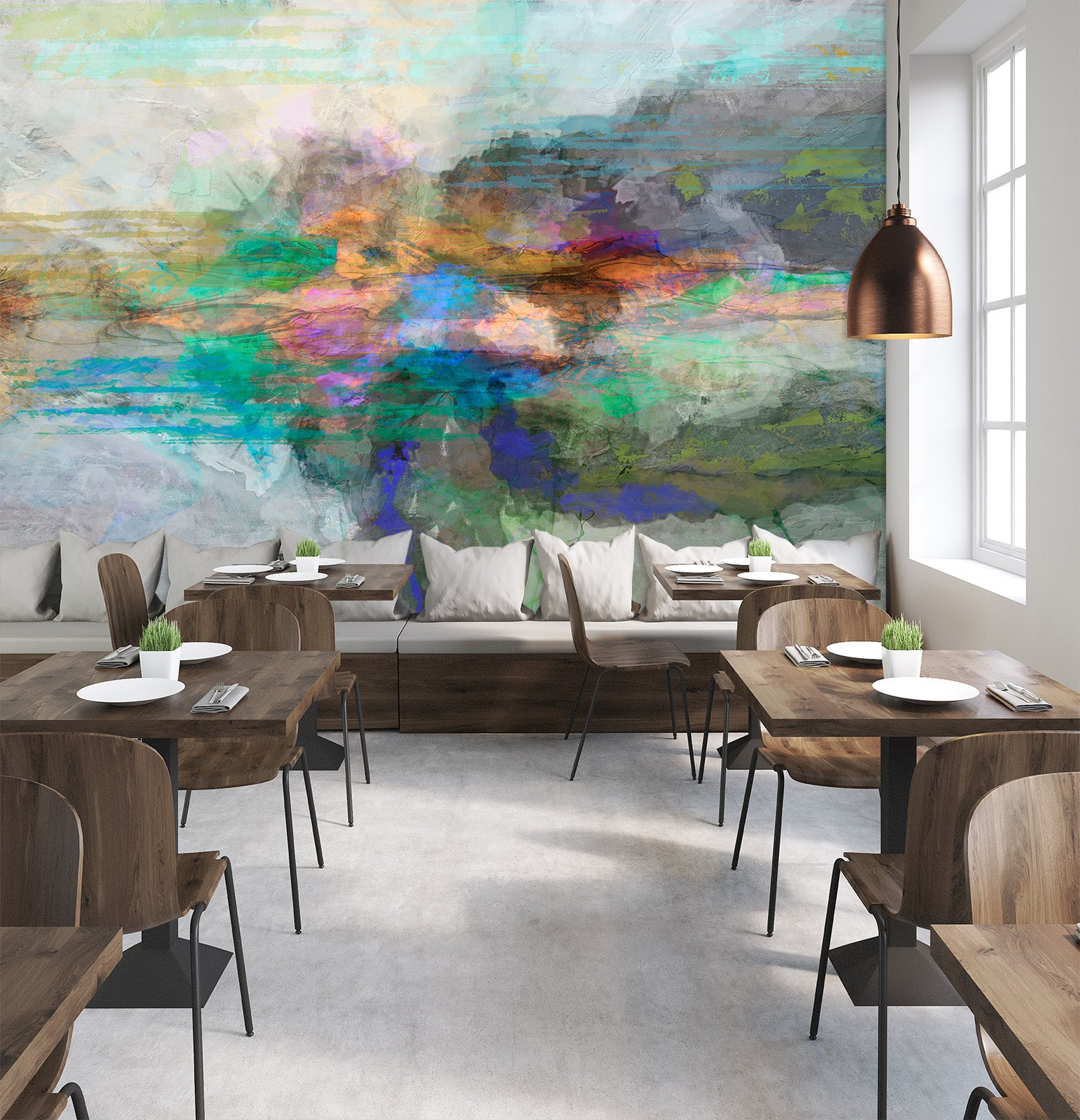 3D Blue Lake 1533 Michael Tienhaara Wall Mural Wall Murals