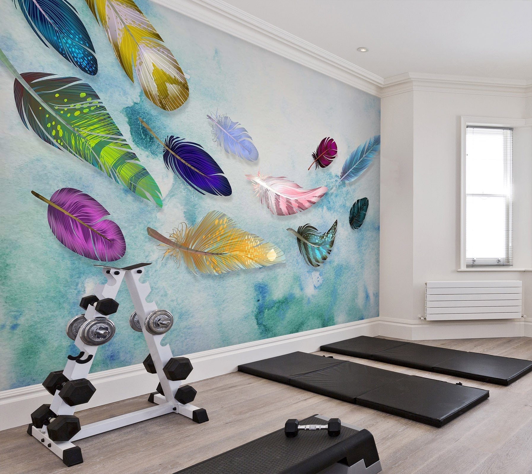 3D colorful feathers 14 Wall Murals Wallpaper AJ Wallpaper 