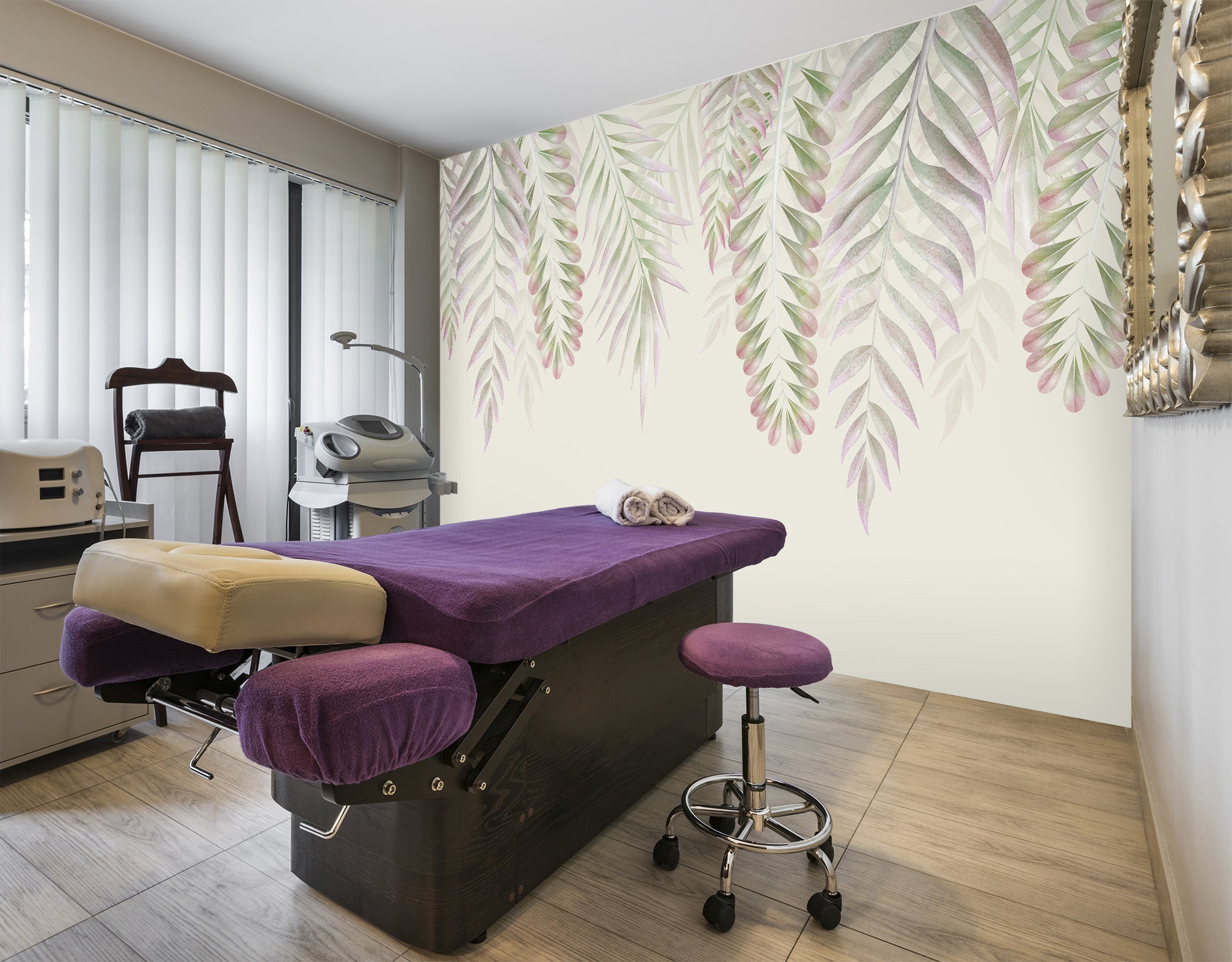 3D White Leaves 370 Wall Murals