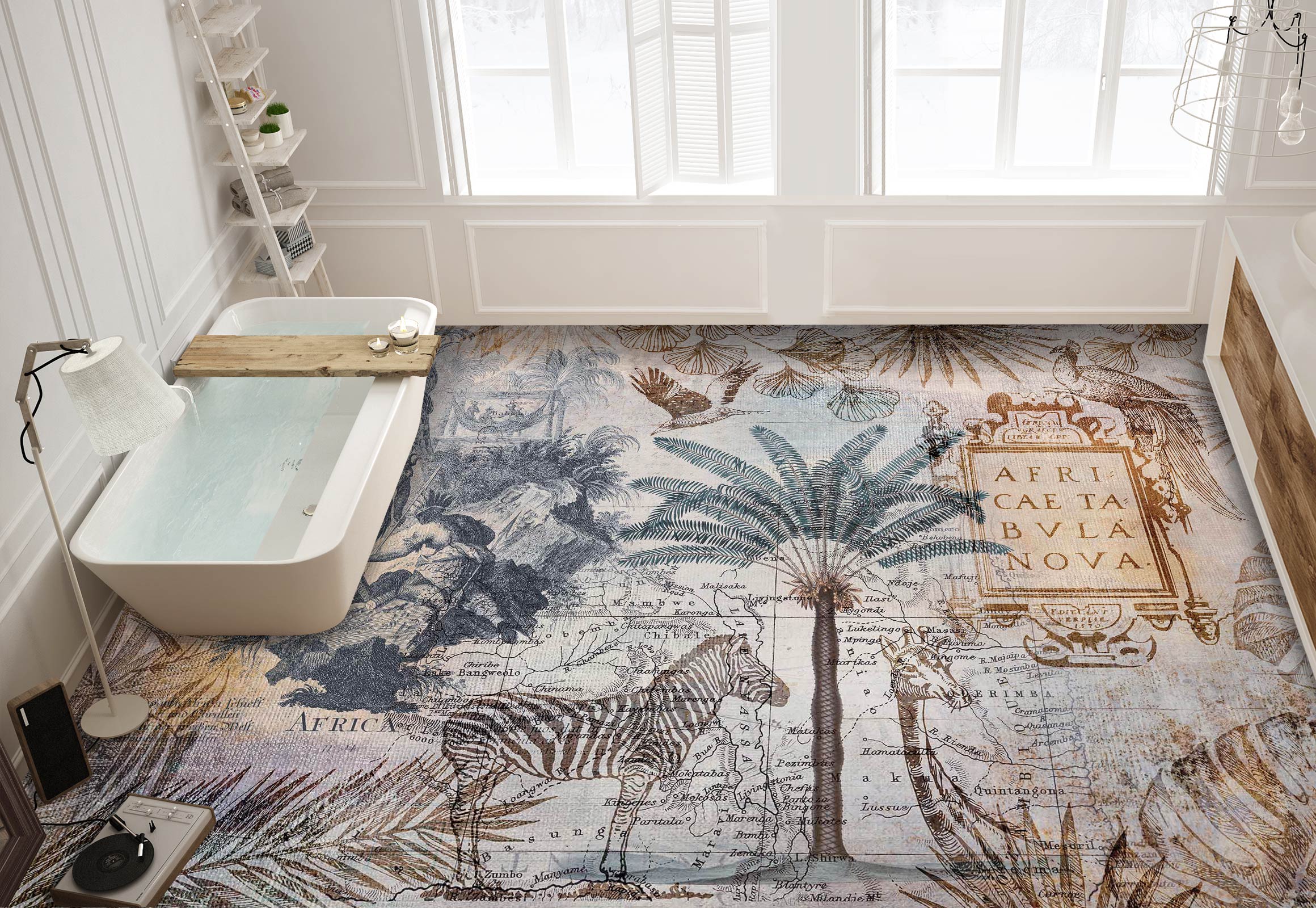 3D Zebra Jungle 102109 Andrea Haase Floor Mural  Wallpaper Murals Self-Adhesive Removable Print Epoxy