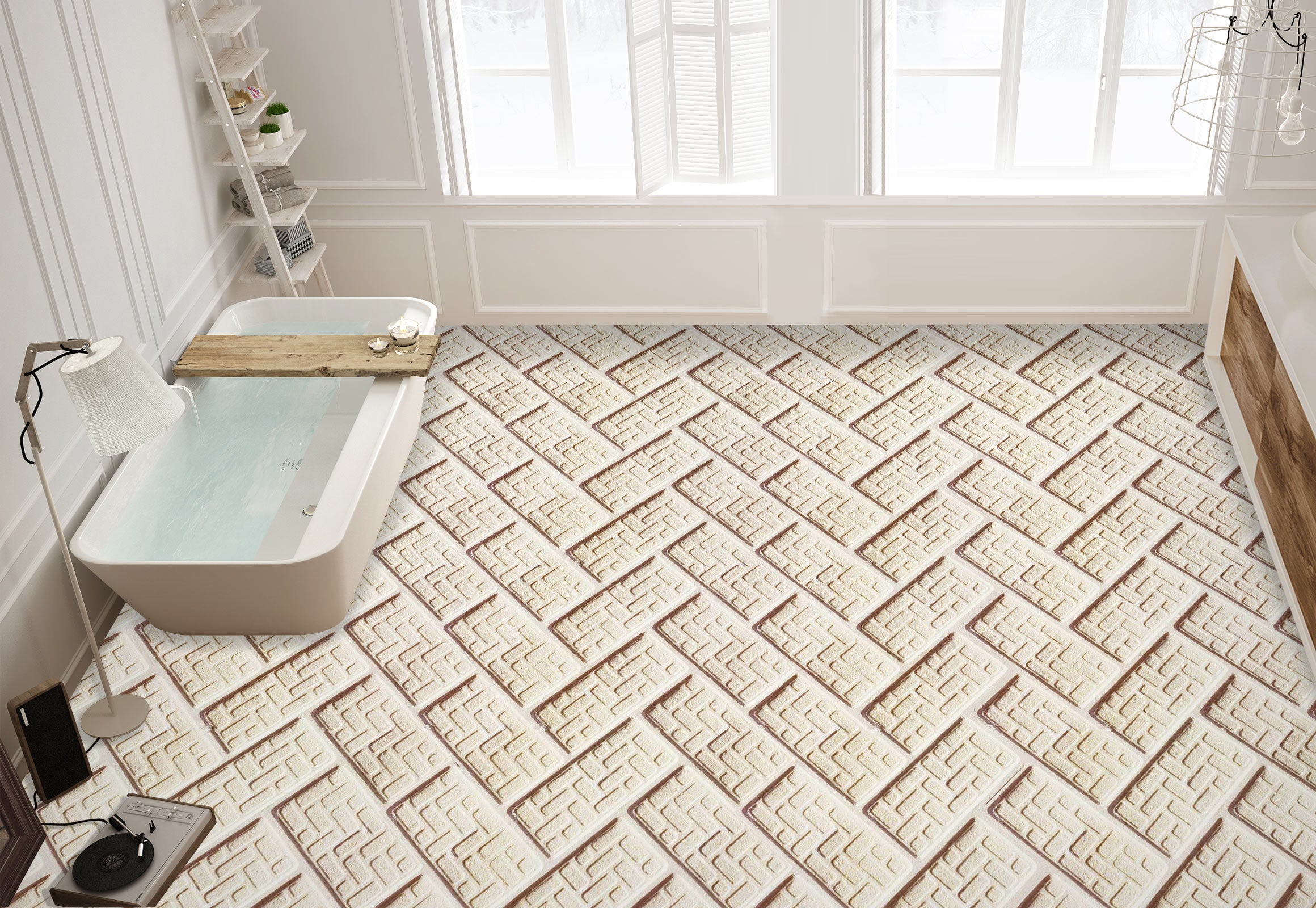 3D White Brick Art 1360 Floor Mural  Wallpaper Murals Self-Adhesive Removable Print Epoxy