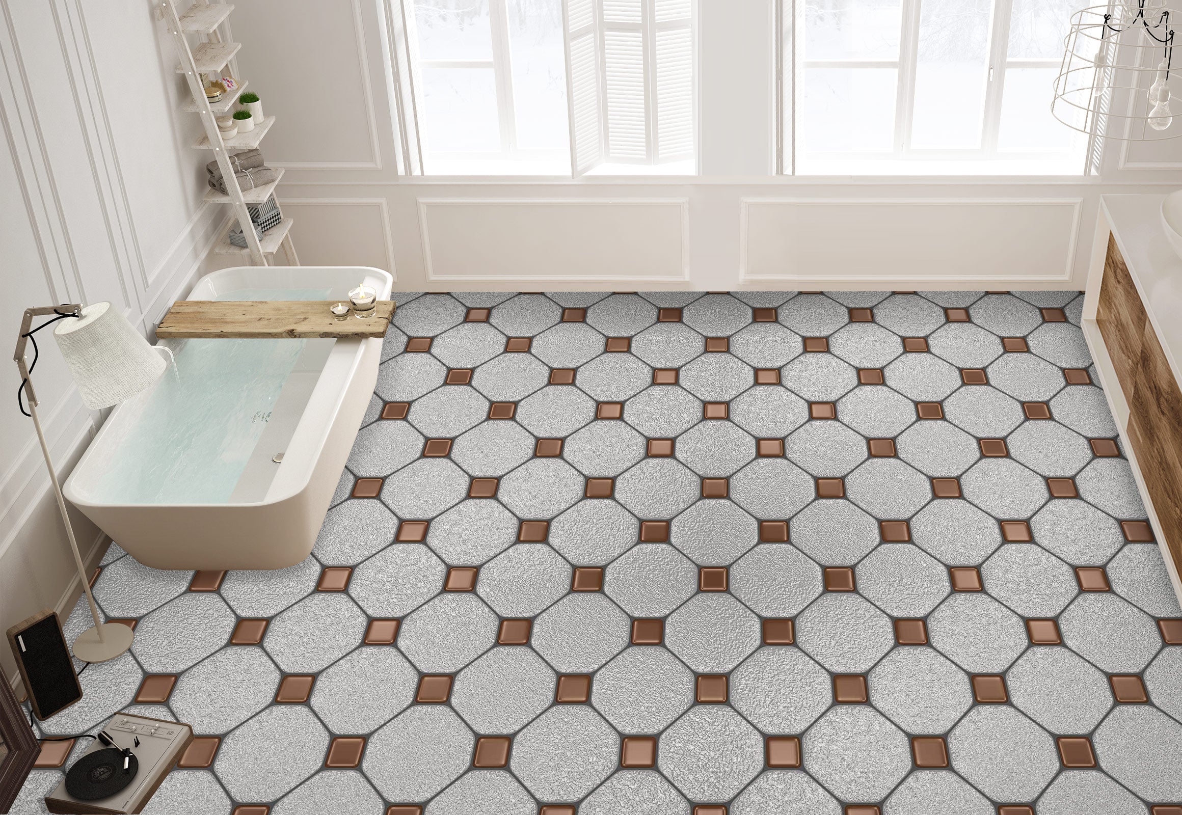 3D Light Gray Hexagons 1349 Floor Mural  Wallpaper Murals Self-Adhesive Removable Print Epoxy