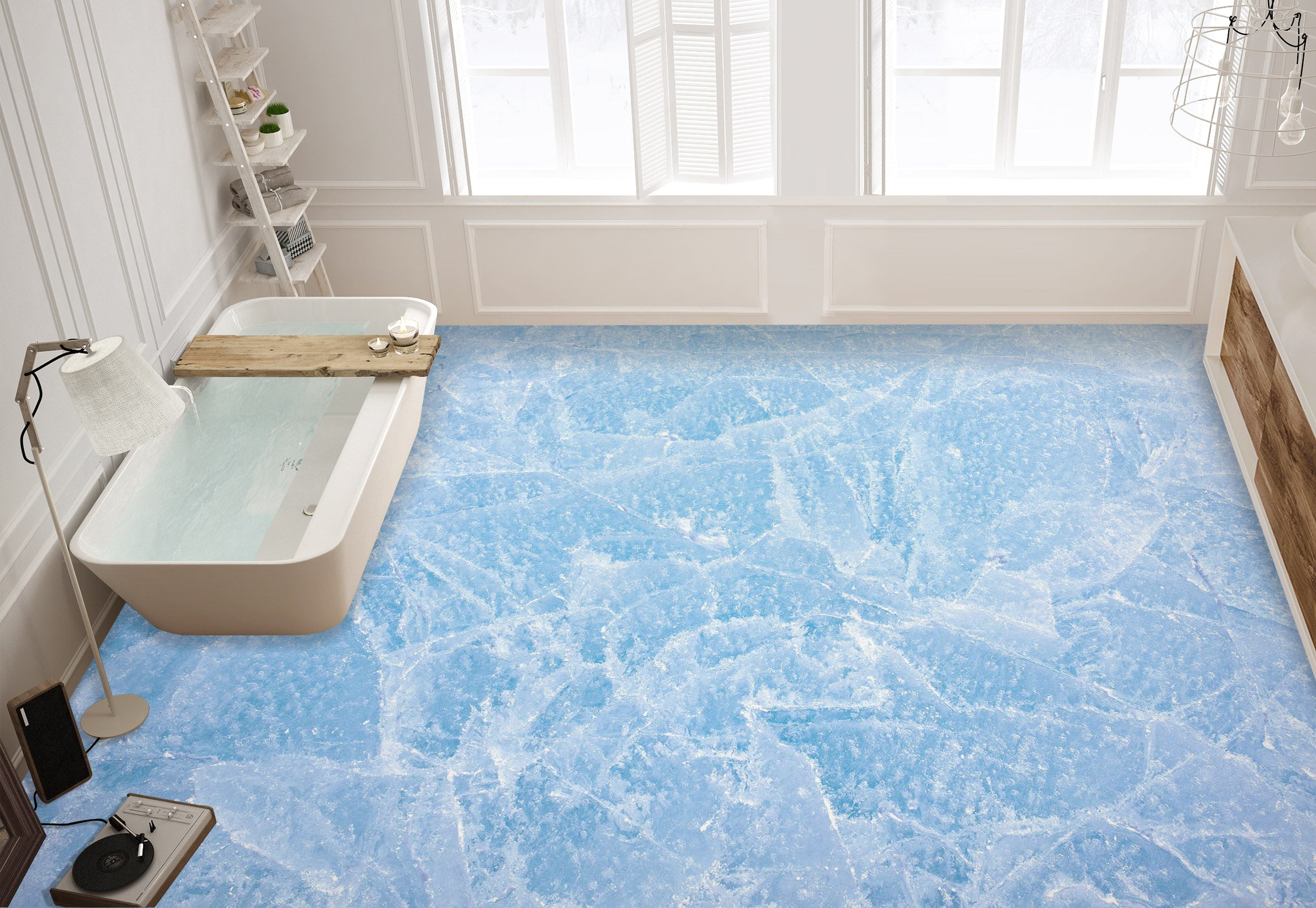 3D Gentle Light Blue 1433 Floor Mural  Wallpaper Murals Self-Adhesive Removable Print Epoxy