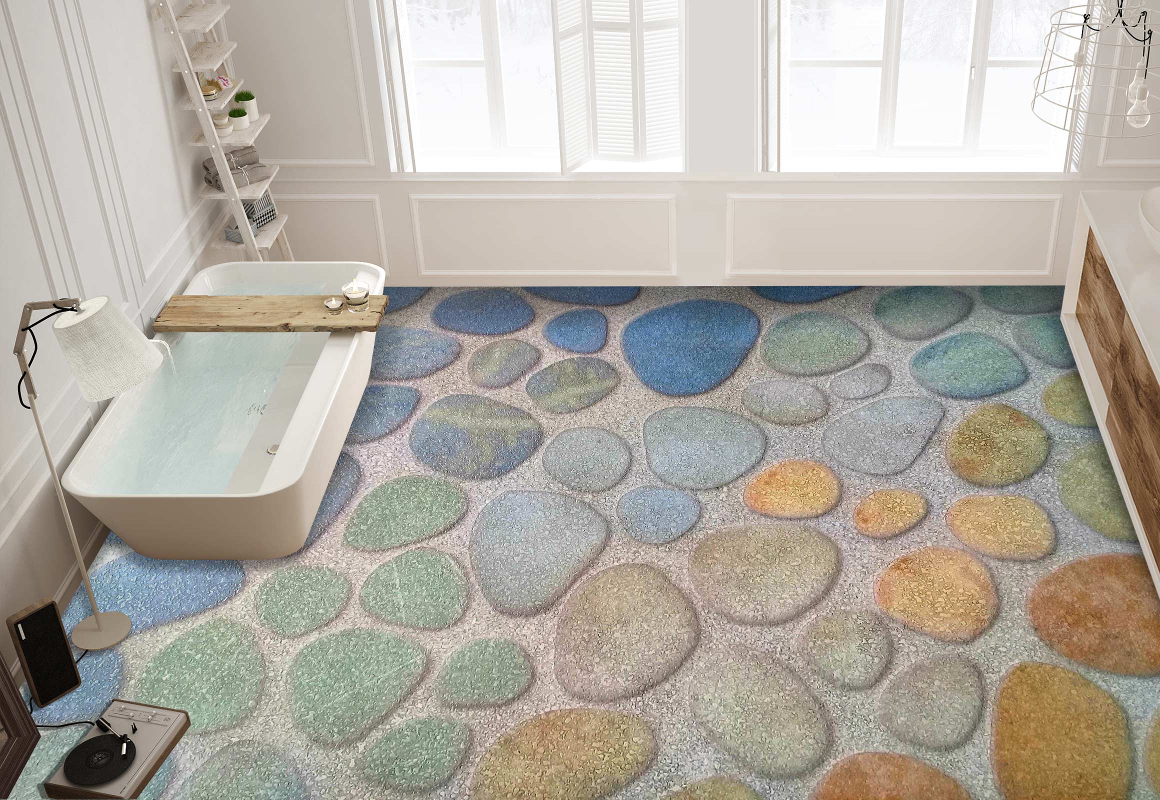 3D Pastel Colored Stones 681 Floor Mural