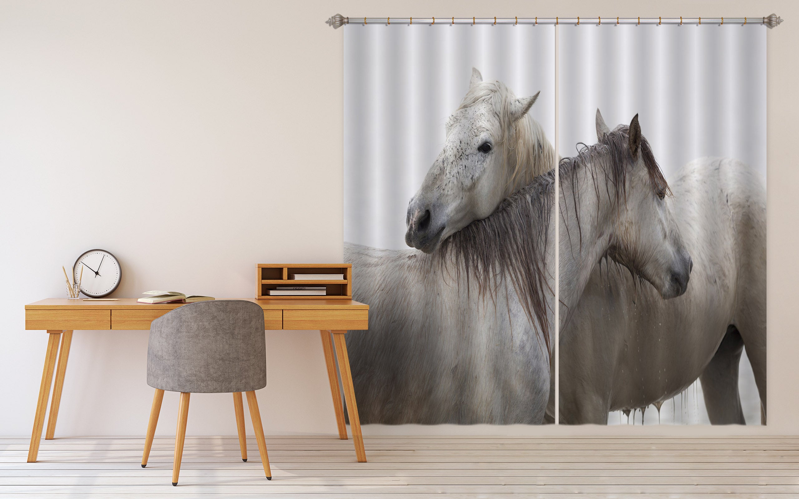 3D Two Horses 066 Marco Carmassi Curtain Curtains Drapes