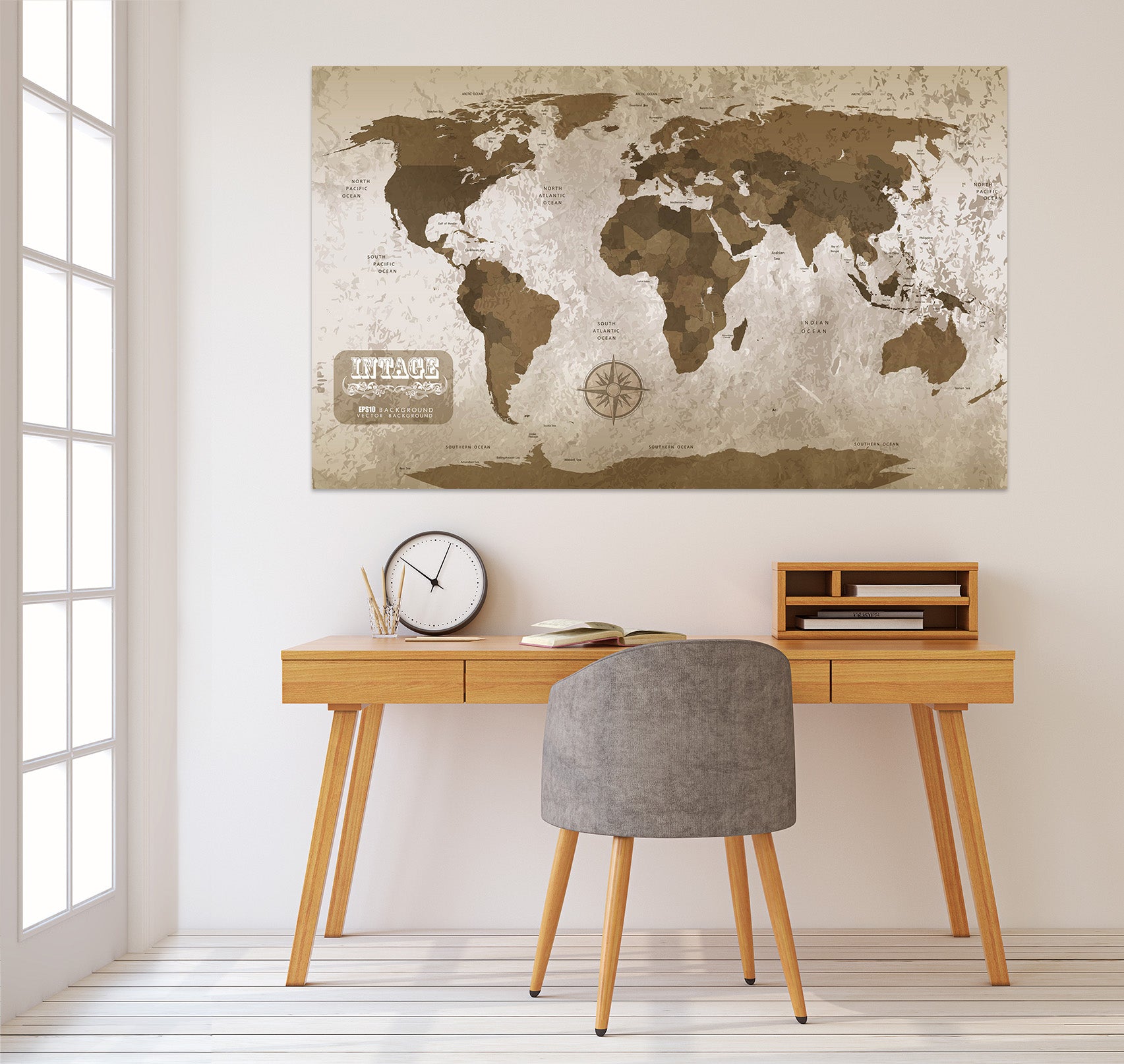 3D Abstract Pattern 210 World Map Wall Sticker