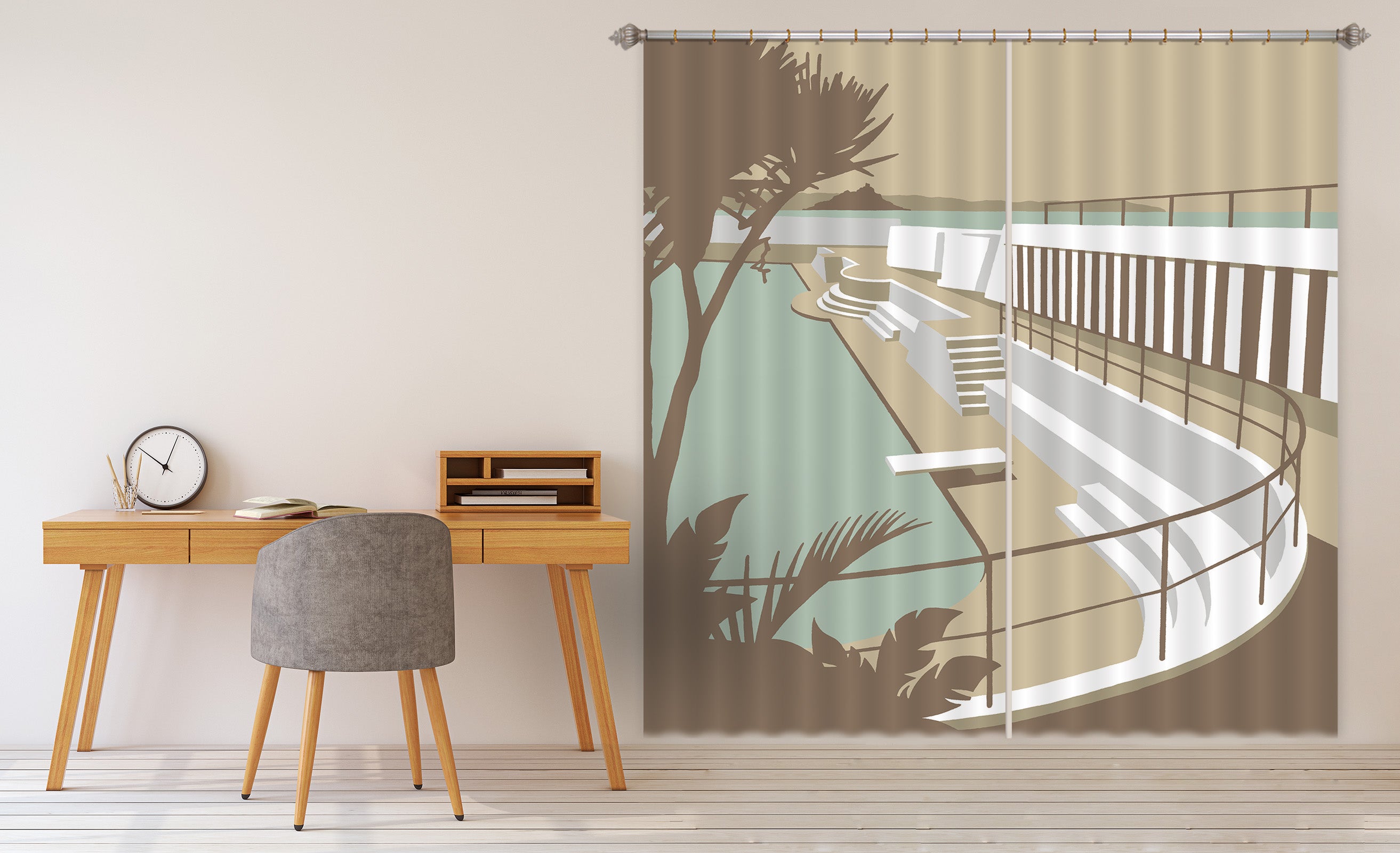 3D Penzance Pool 128 Steve Read Curtain Curtains Drapes