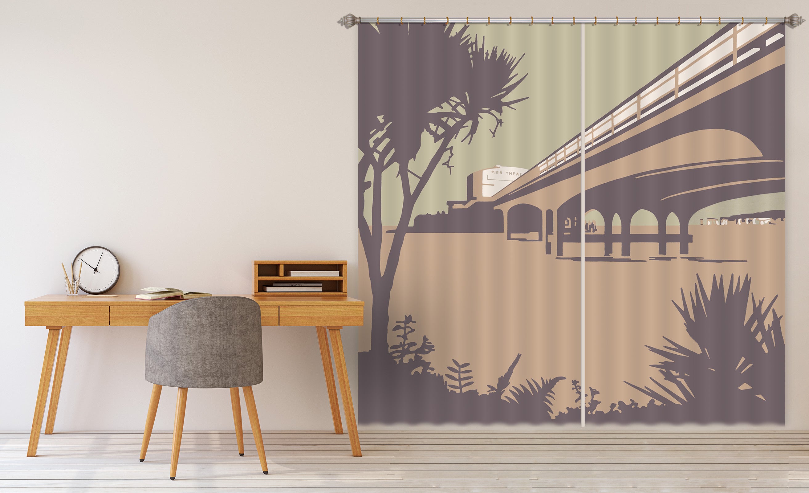 3D Bournemouth Pier Beaches 104 Steve Read Curtain Curtains Drapes