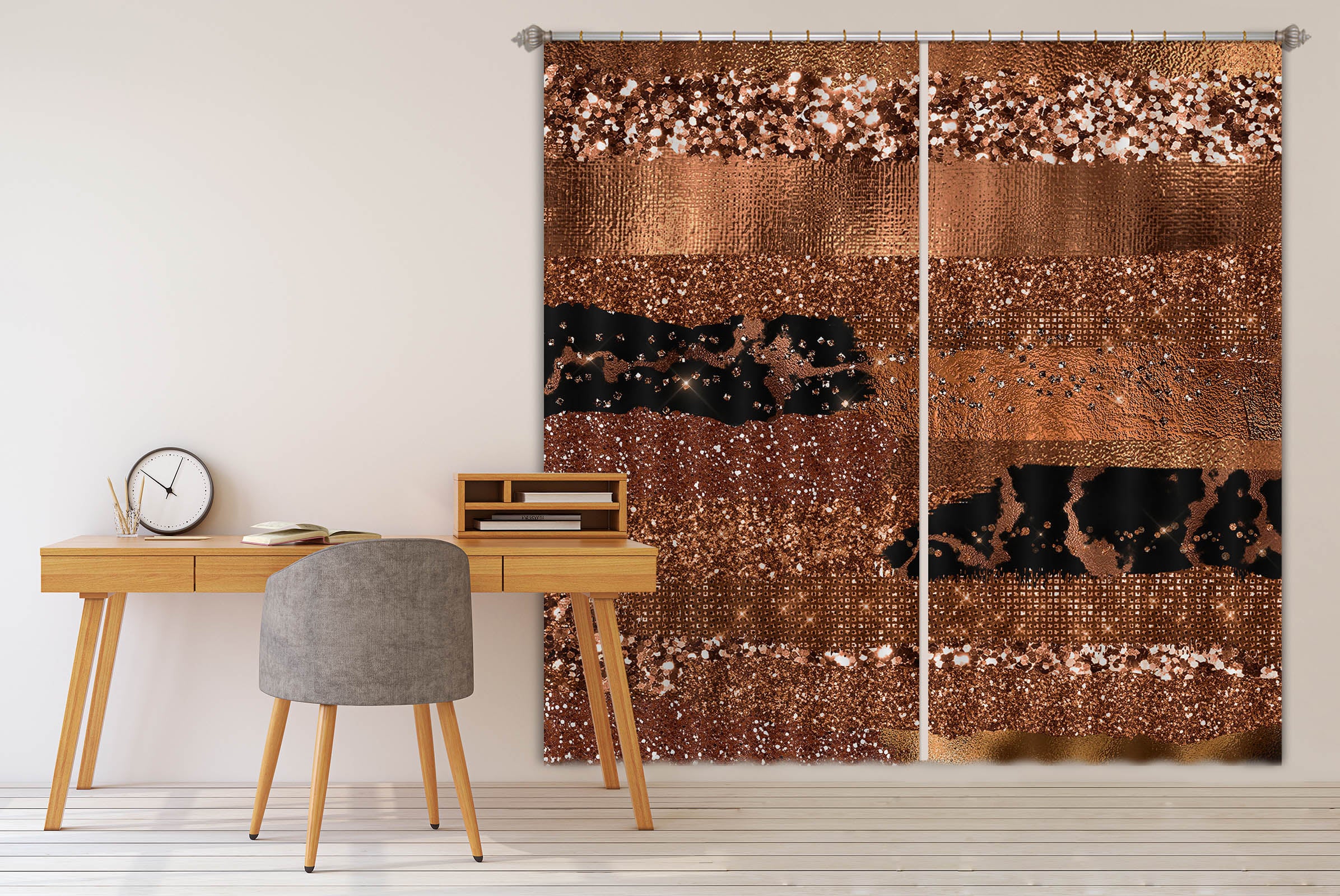 3D Gold Glitter 195 Uta Naumann Curtain Curtains Drapes