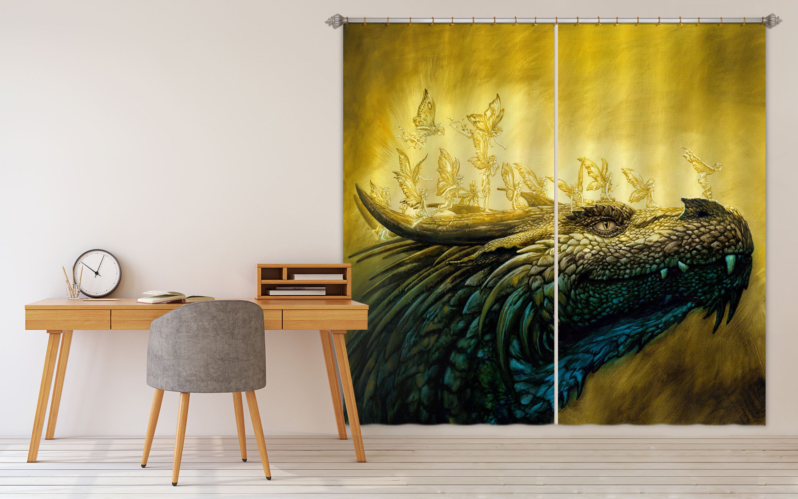 3D Dragon Head 7230 Ciruelo Curtain Curtains Drapes