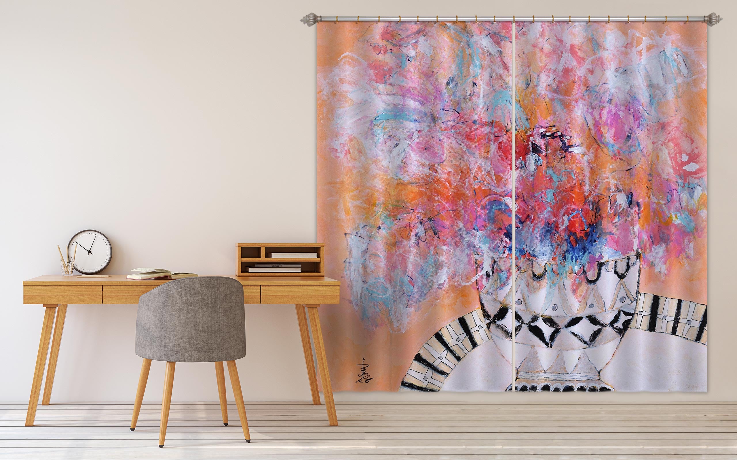 3D Watercolor Flowers 2384 Misako Chida Curtain Curtains Drapes