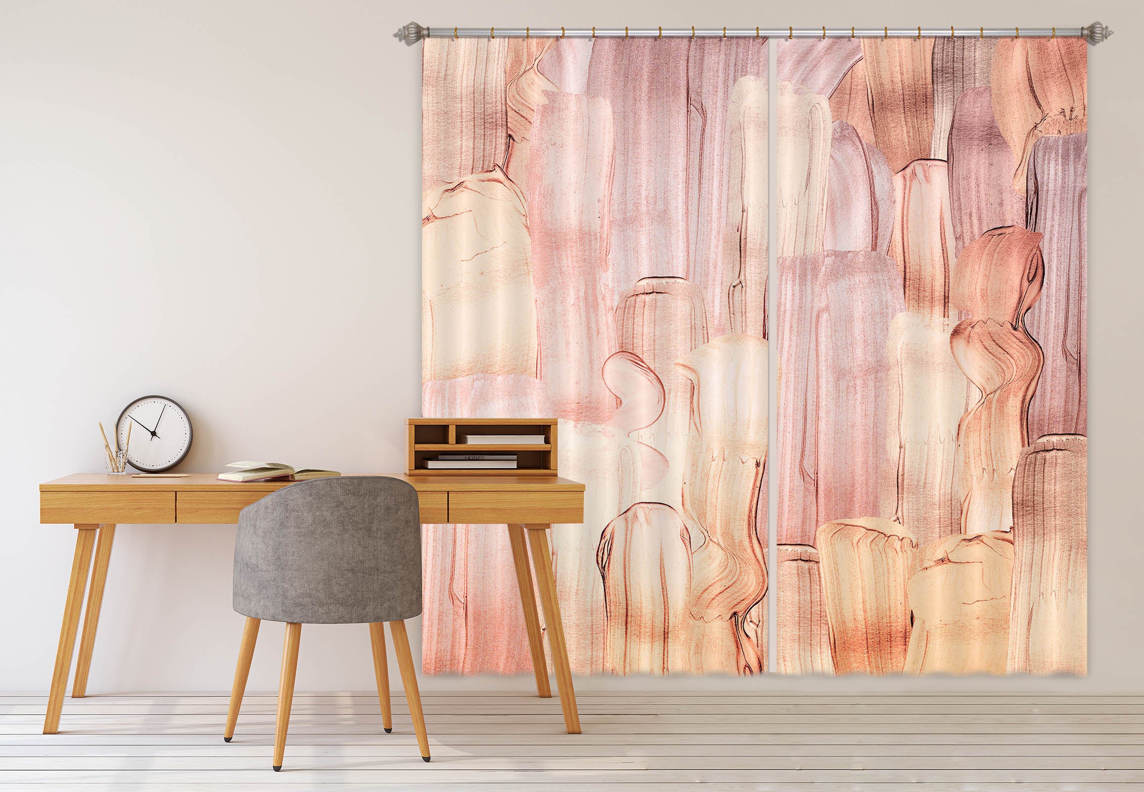 3D Pink Paint 181 Uta Naumann Curtain Curtains Drapes