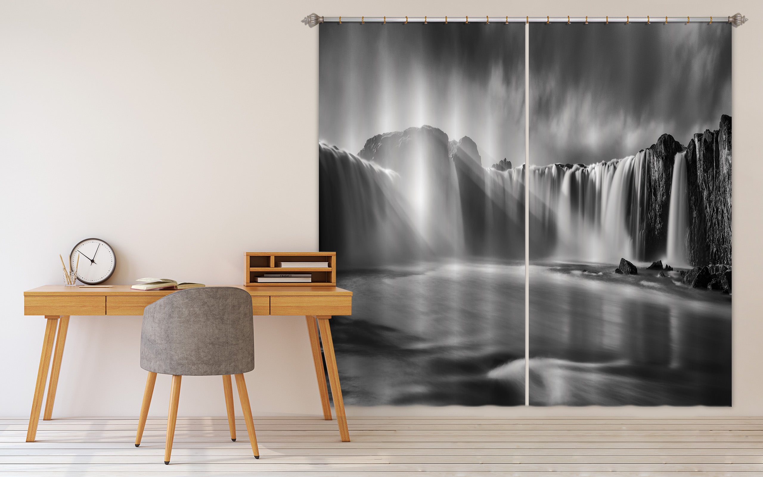 3D Grey Waterfall 131 Marco Carmassi Curtain Curtains Drapes