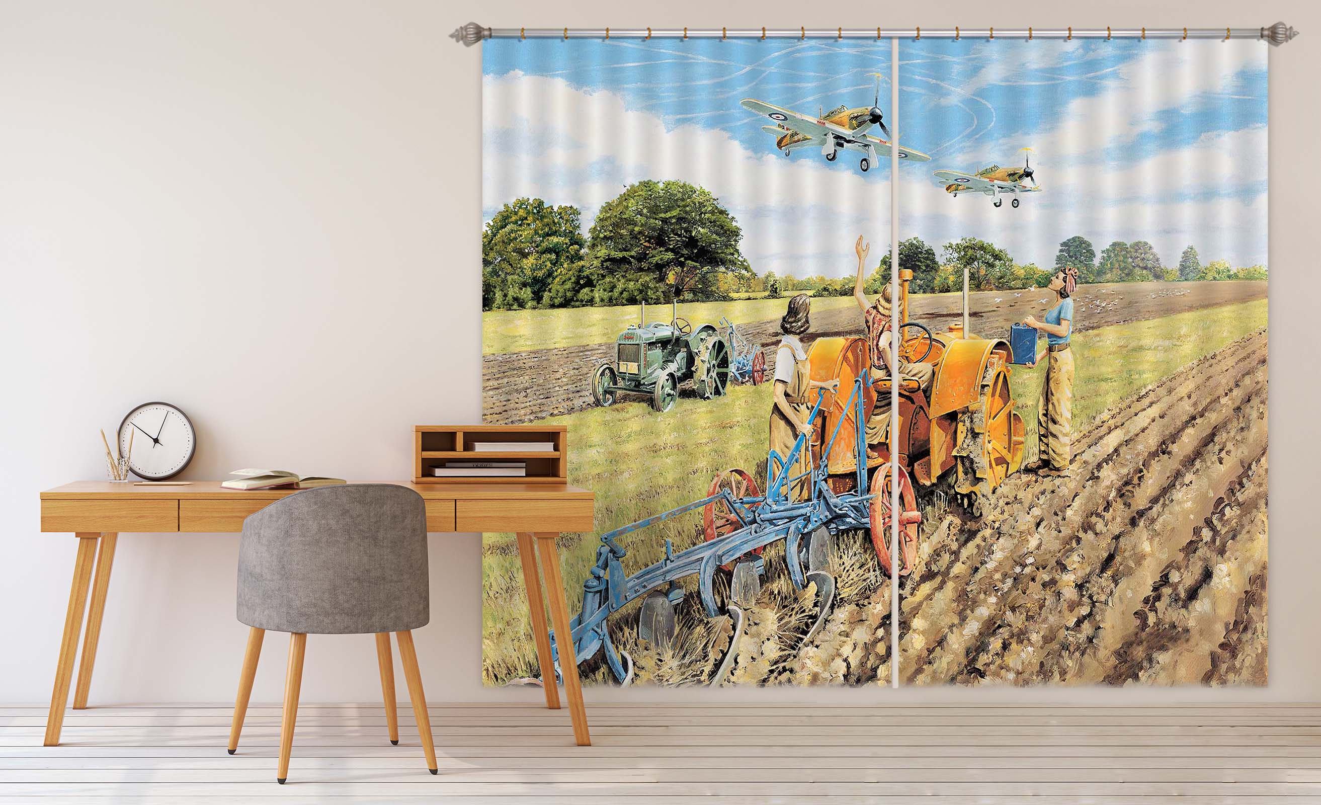3D Ploughing For Britain 086 Trevor Mitchell Curtain Curtains Drapes