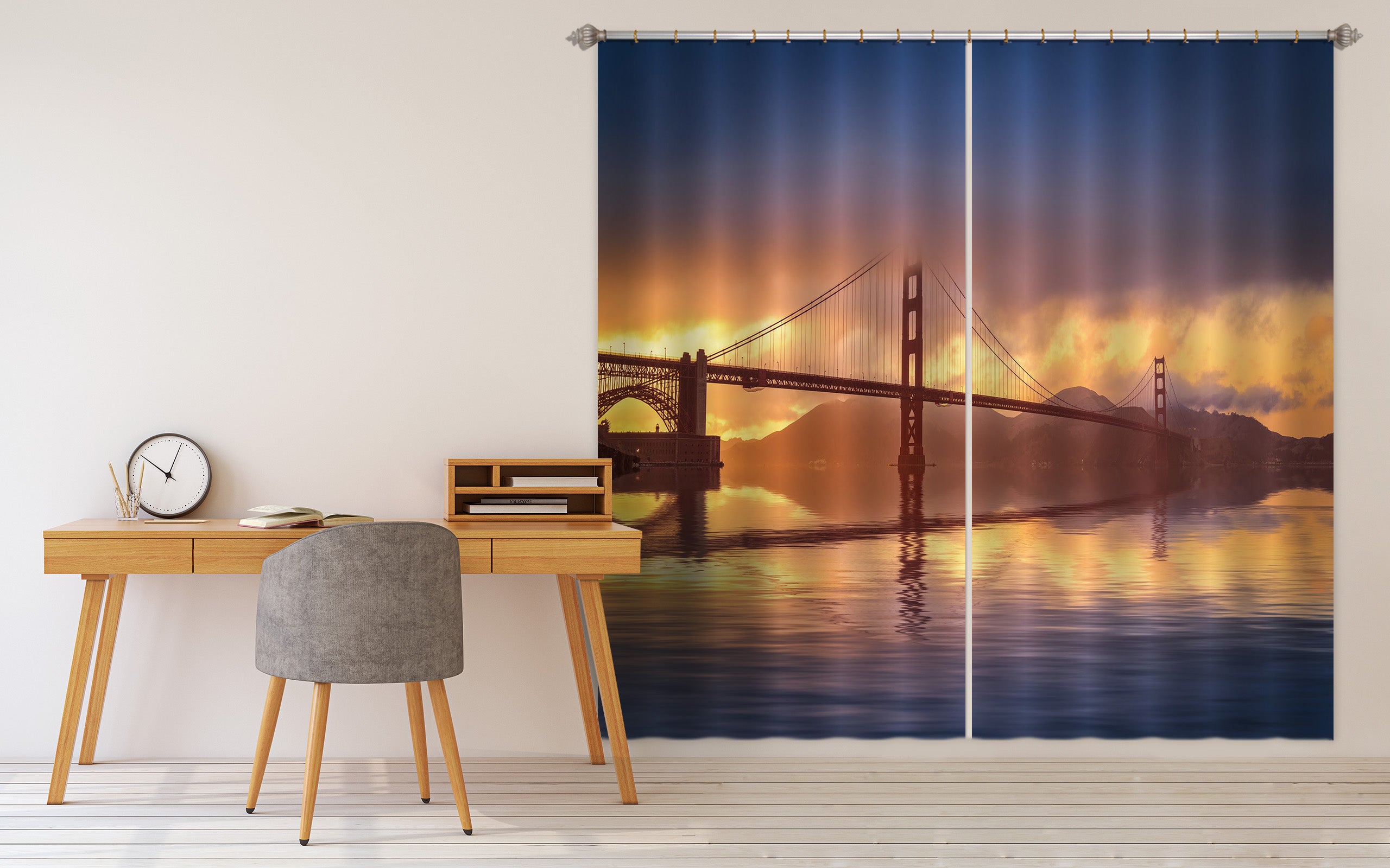 3D Dusk Bridge 171 Marco Carmassi Curtain Curtains Drapes