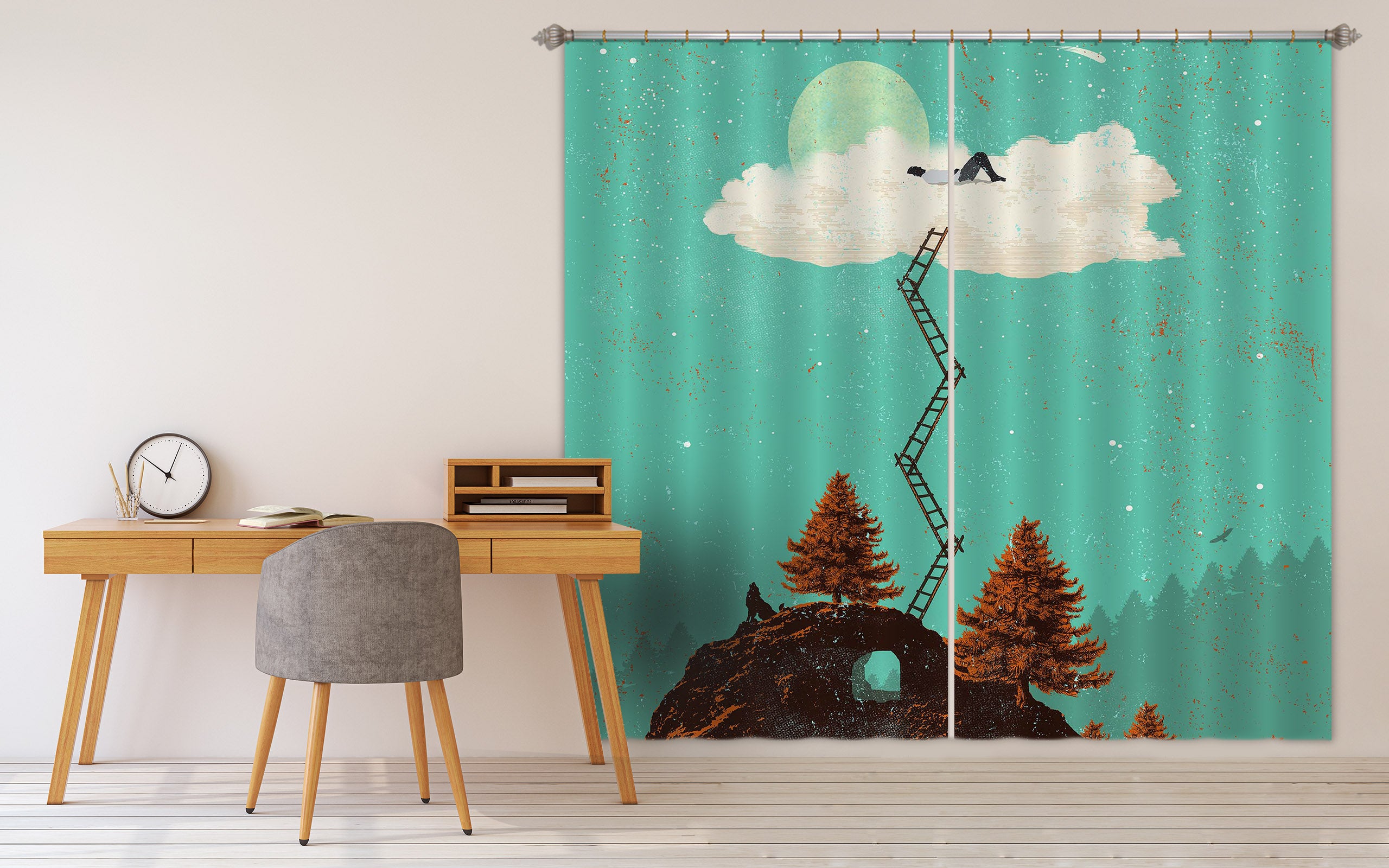 3D Sleeping In The Cloud 041 Showdeer Curtain Curtains Drapes