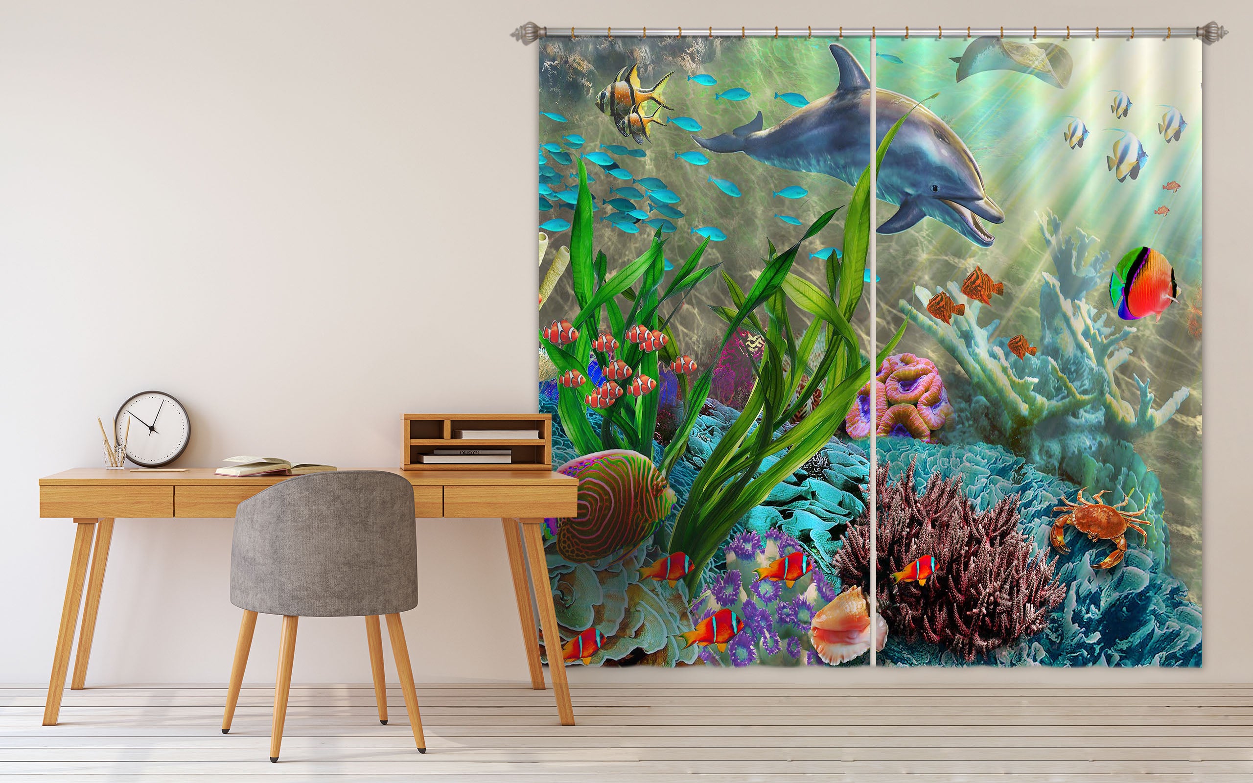 3D Colored Fish 053 Adrian Chesterman Curtain Curtains Drapes