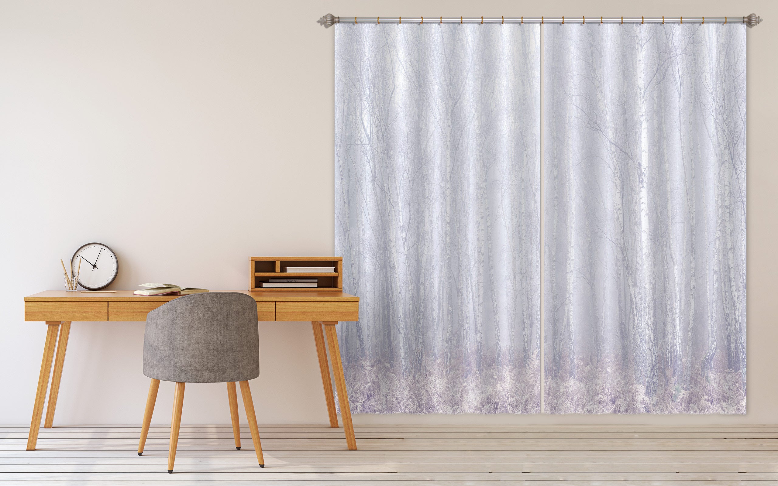 3D Foggy Forest 6581 Assaf Frank Curtain Curtains Drapes