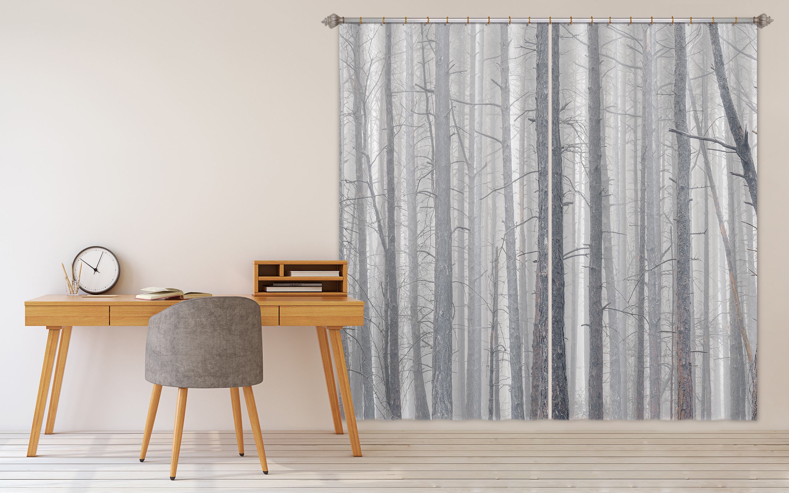 3D Trees Wood 6588 Assaf Frank Curtain Curtains Drapes