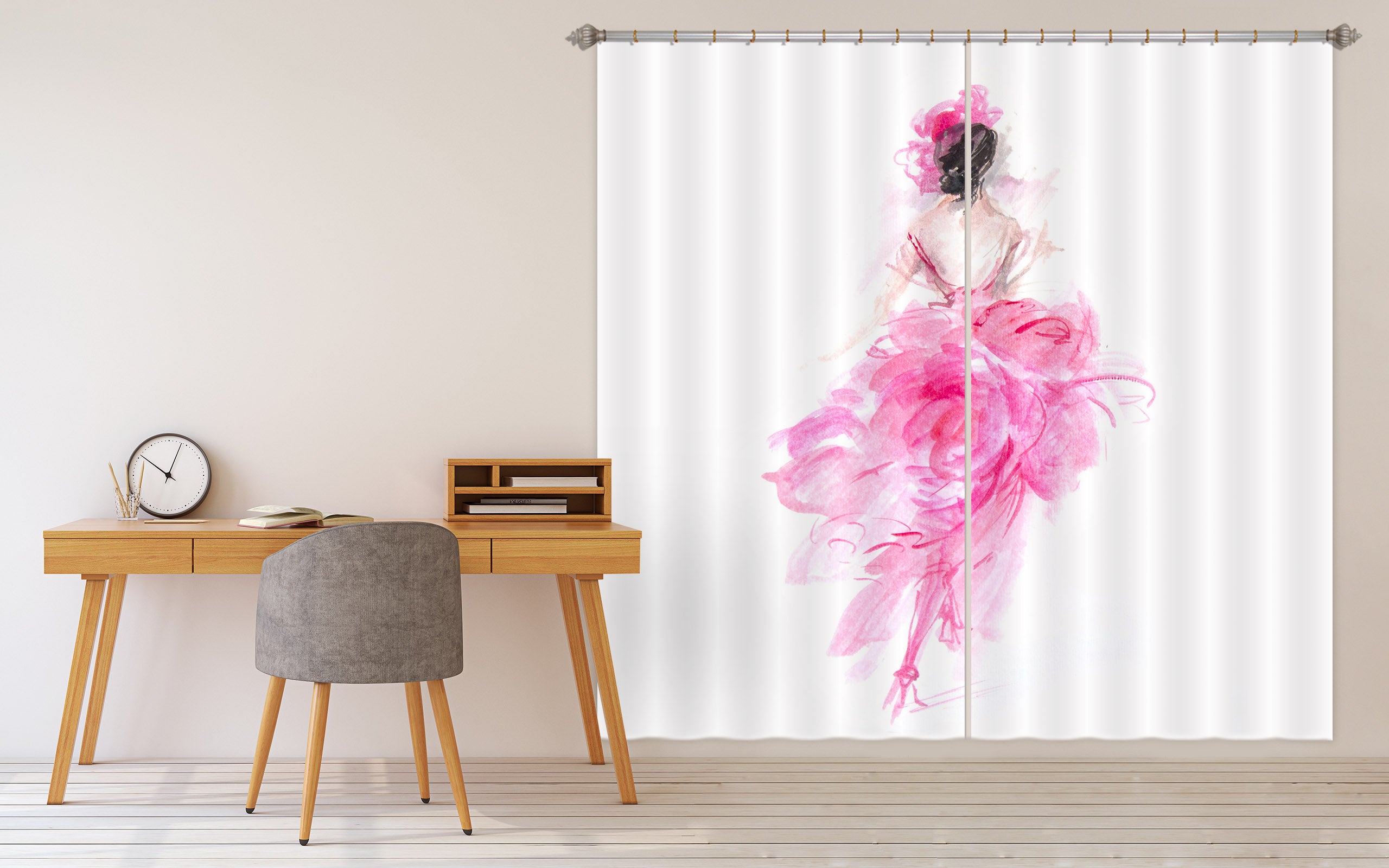 3D Pink Skirt Girl 3055 Debi Coules Curtain Curtains Drapes