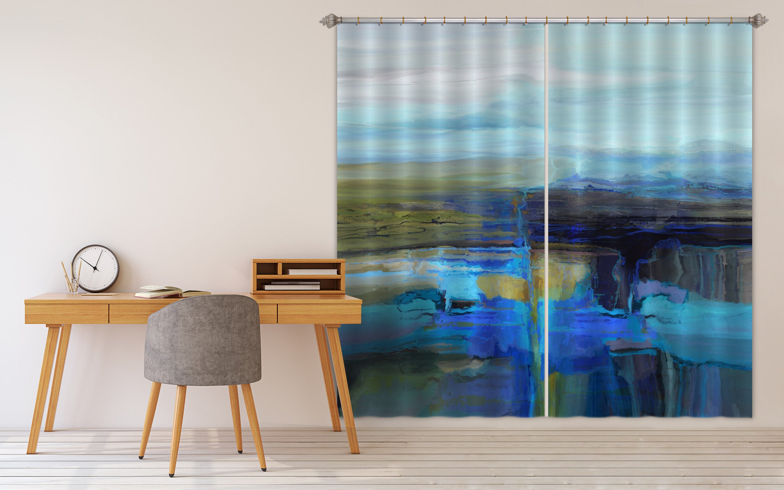 3D Blue Lake 064 Michael Tienhaara Curtain Curtains Drapes