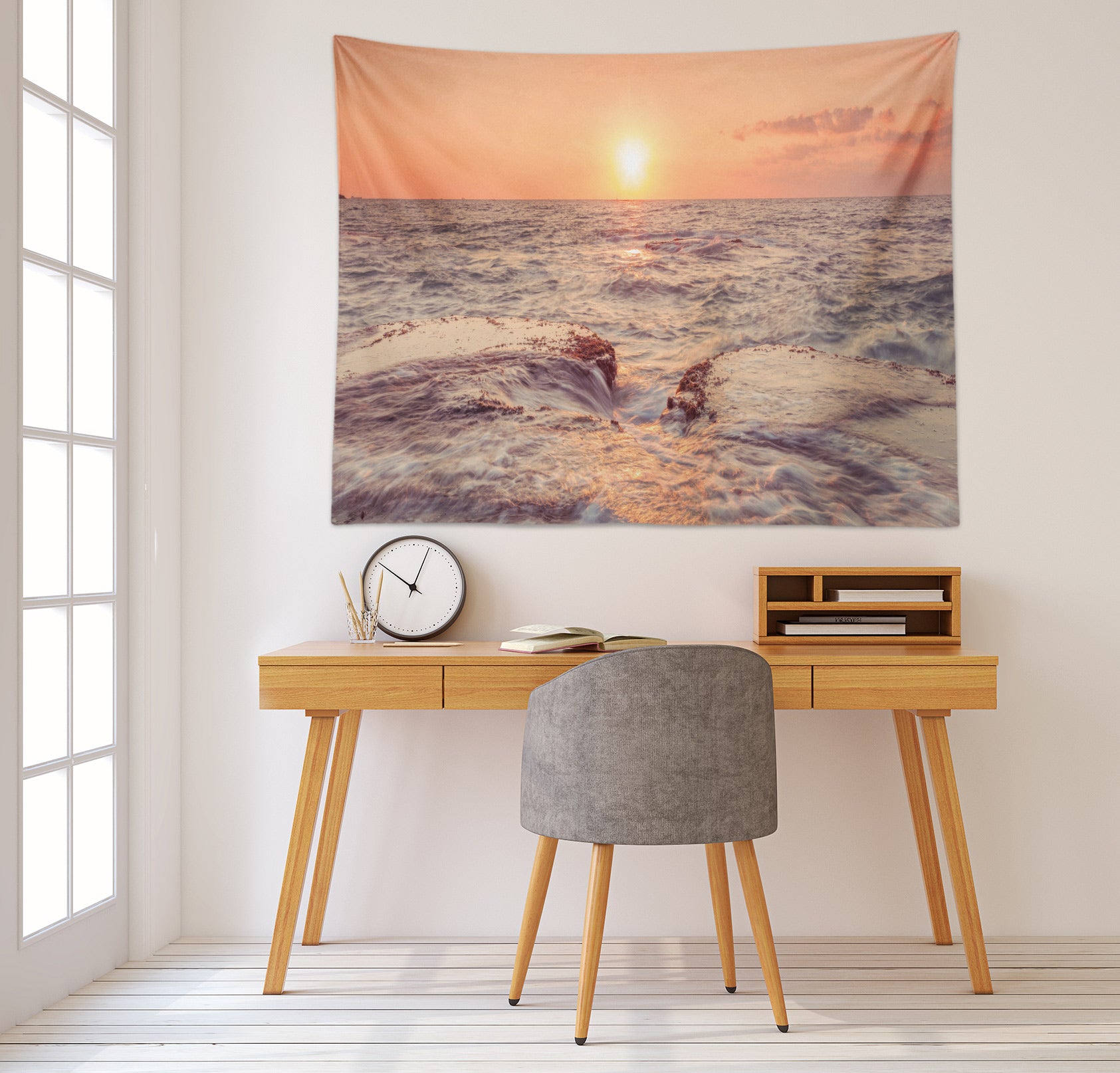 3D Waves Sunshine 116124 Assaf Frank Tapestry Hanging Cloth Hang