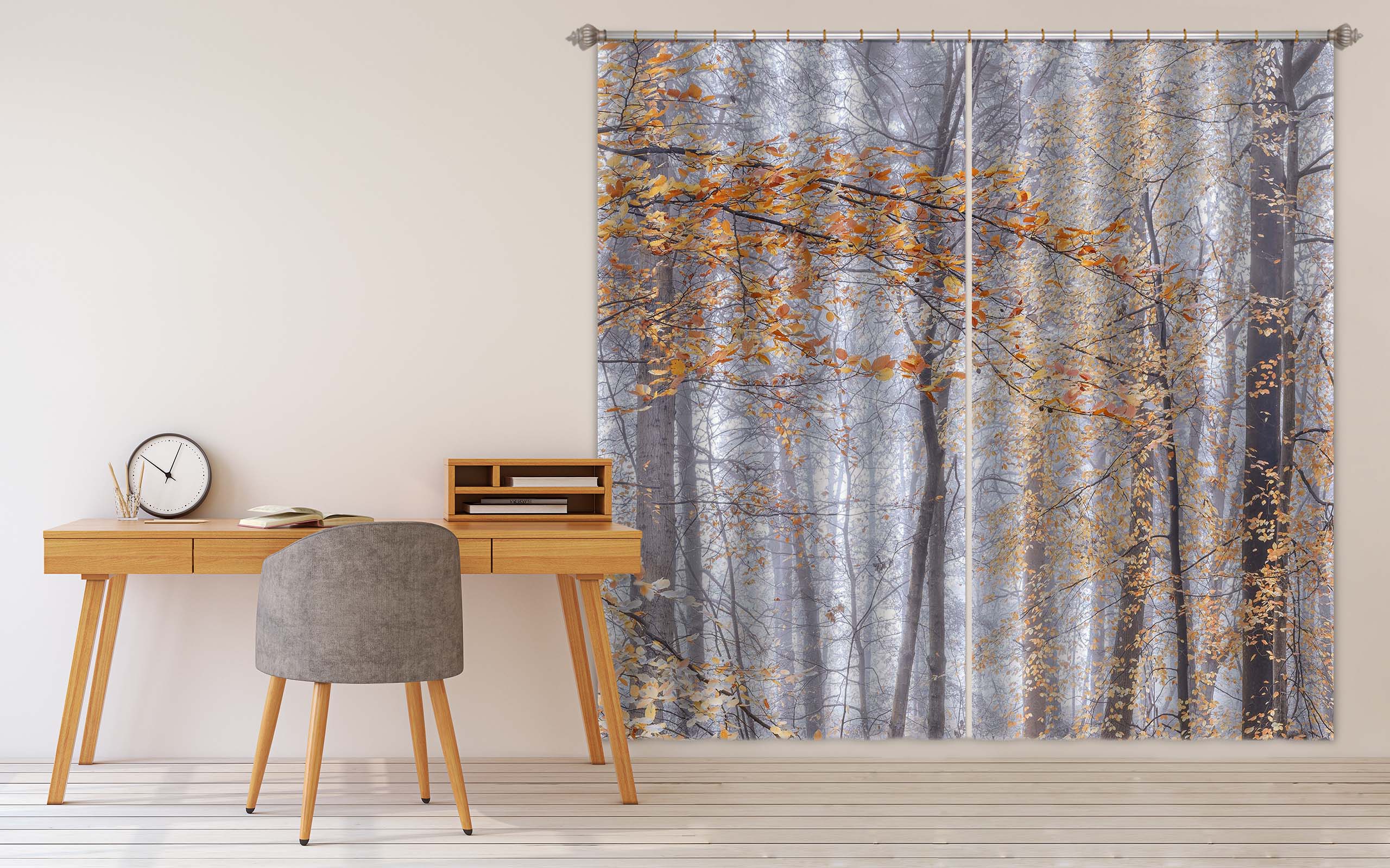 3D Yellow Leaves 6354 Assaf Frank Curtain Curtains Drapes