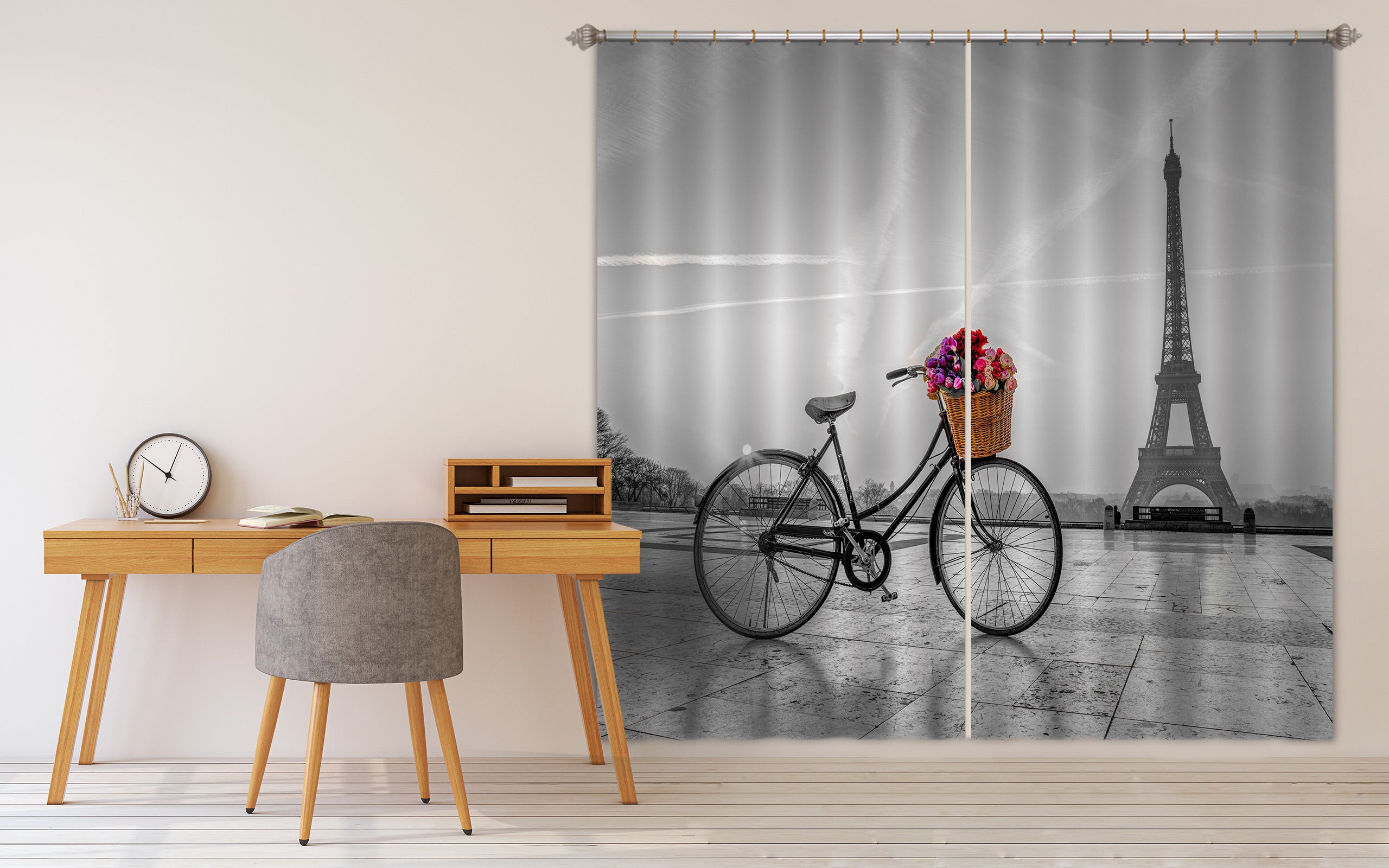 3D Eiffel Tower Bike 007 Assaf Frank Curtain Curtains Drapes