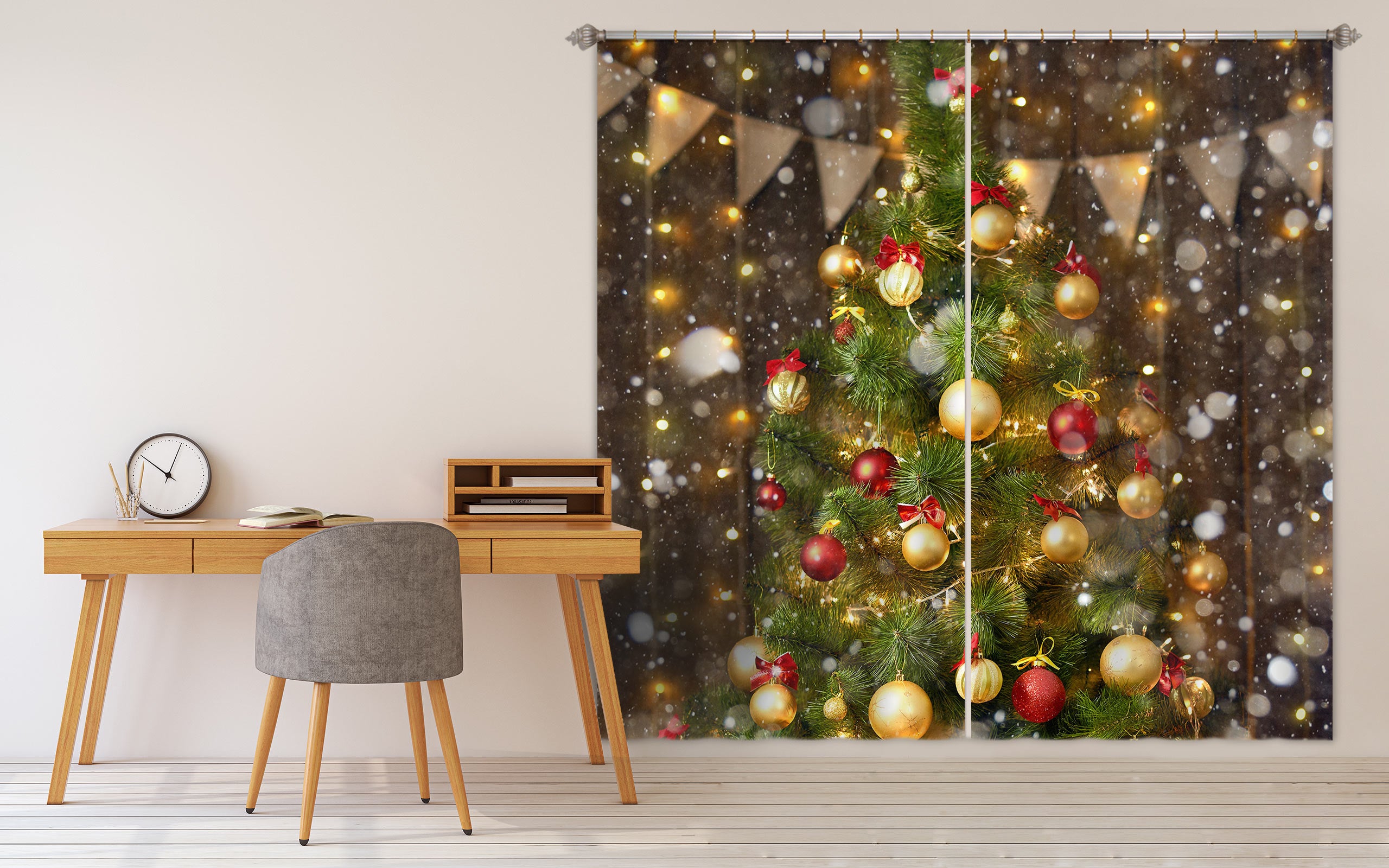 3D Tree Ball 53121 Christmas Curtains Drapes Xmas