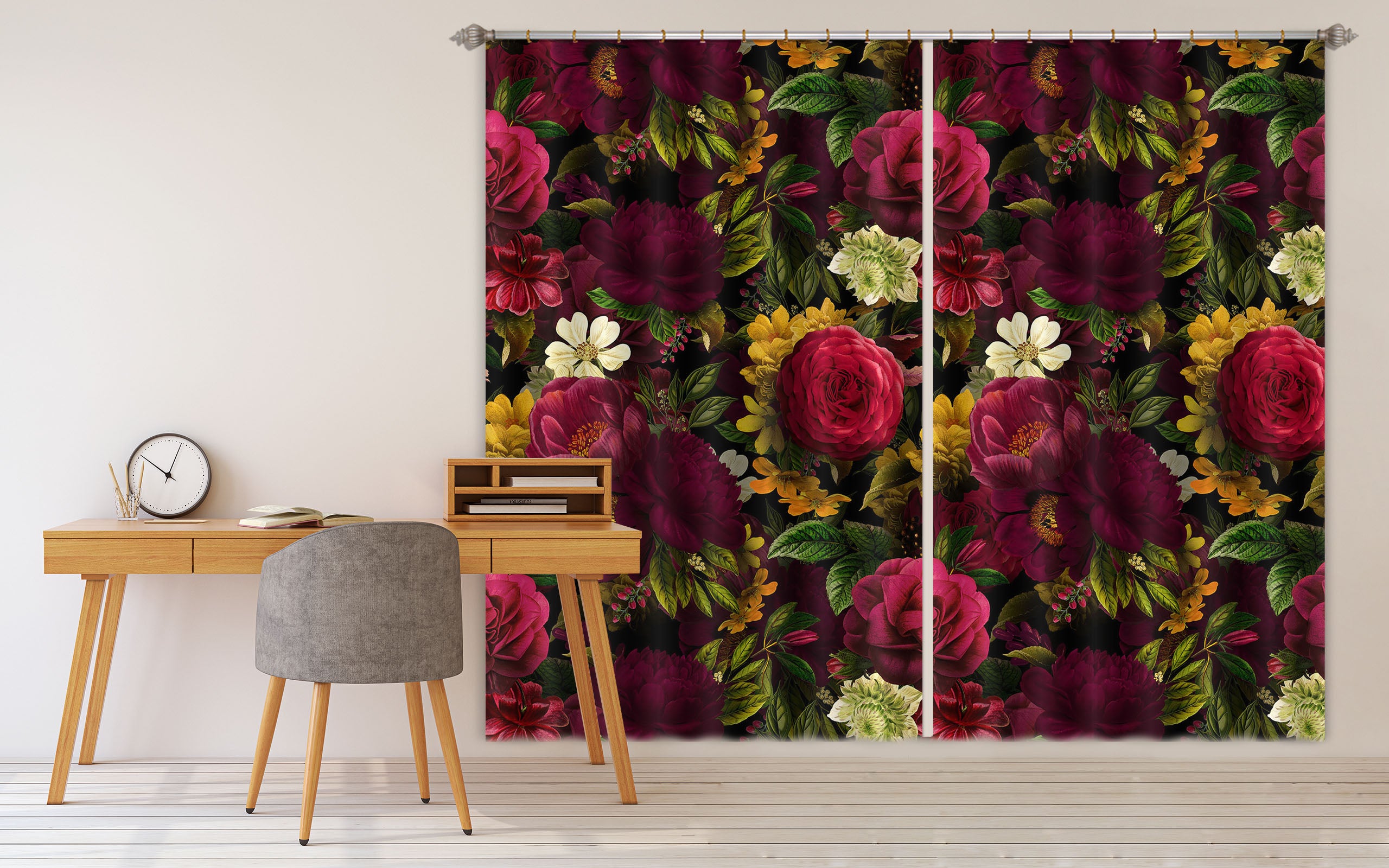 3D Vintage Roses 037 Uta Naumann Curtain Curtains Drapes