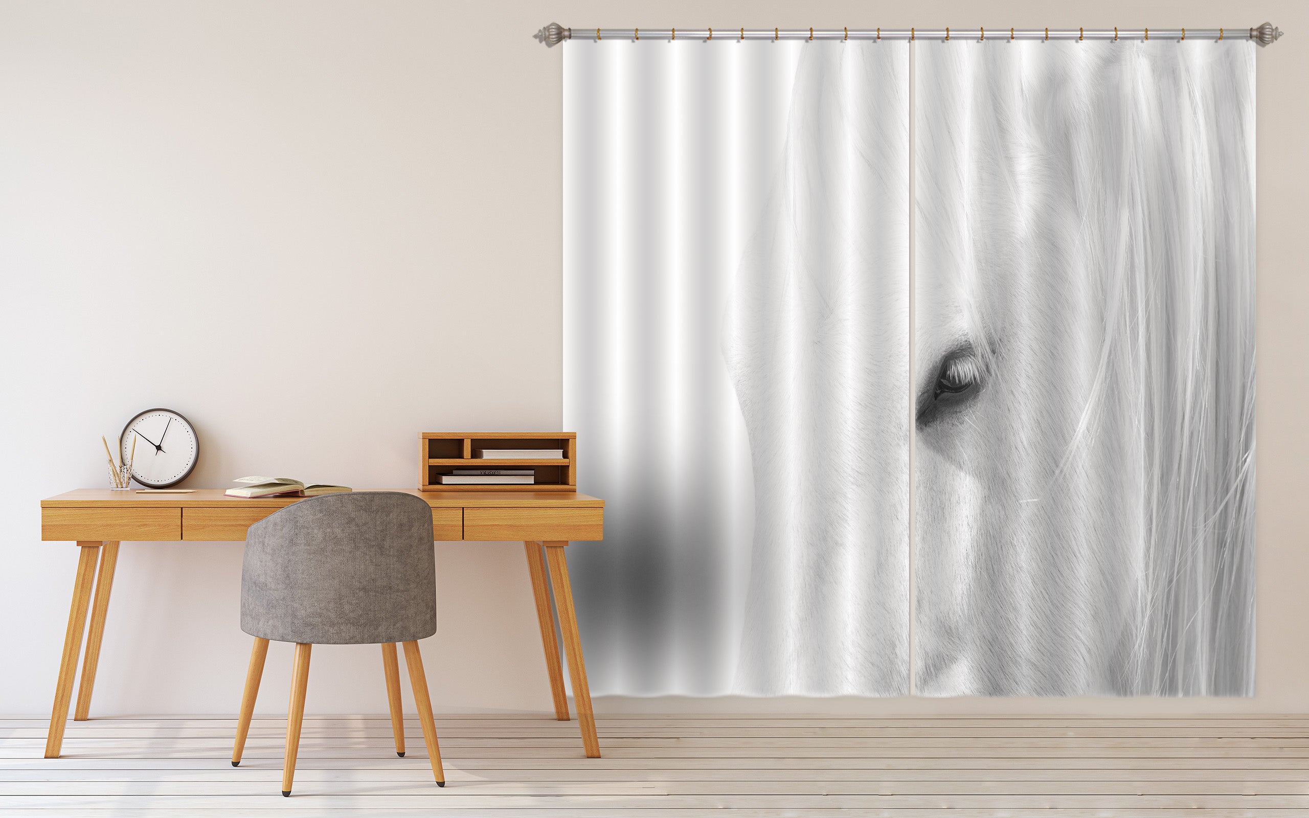 3D White Horse 185 Marco Carmassi Curtain Curtains Drapes