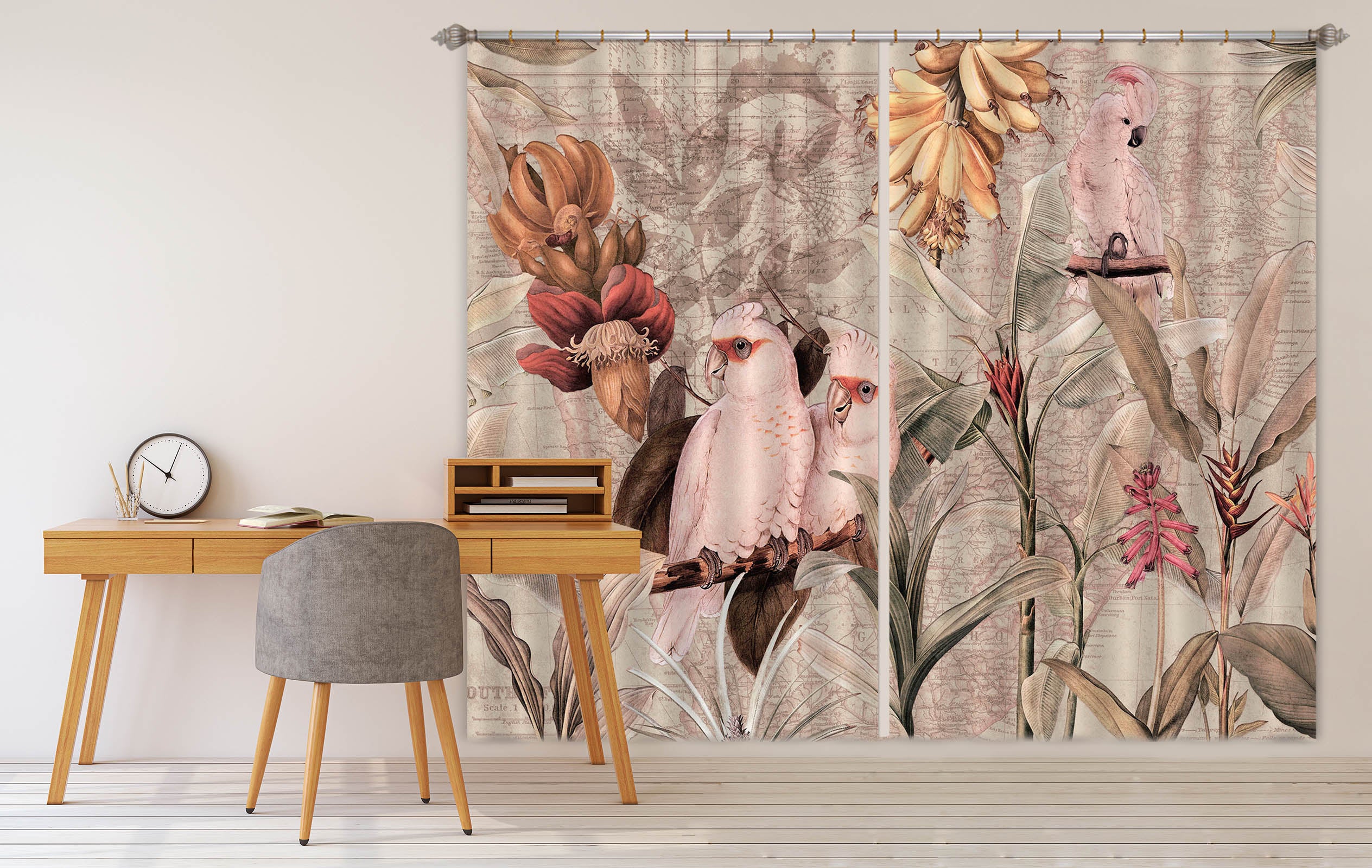 3D Banana Parrot 205 Uta Naumann Curtain Curtains Drapes