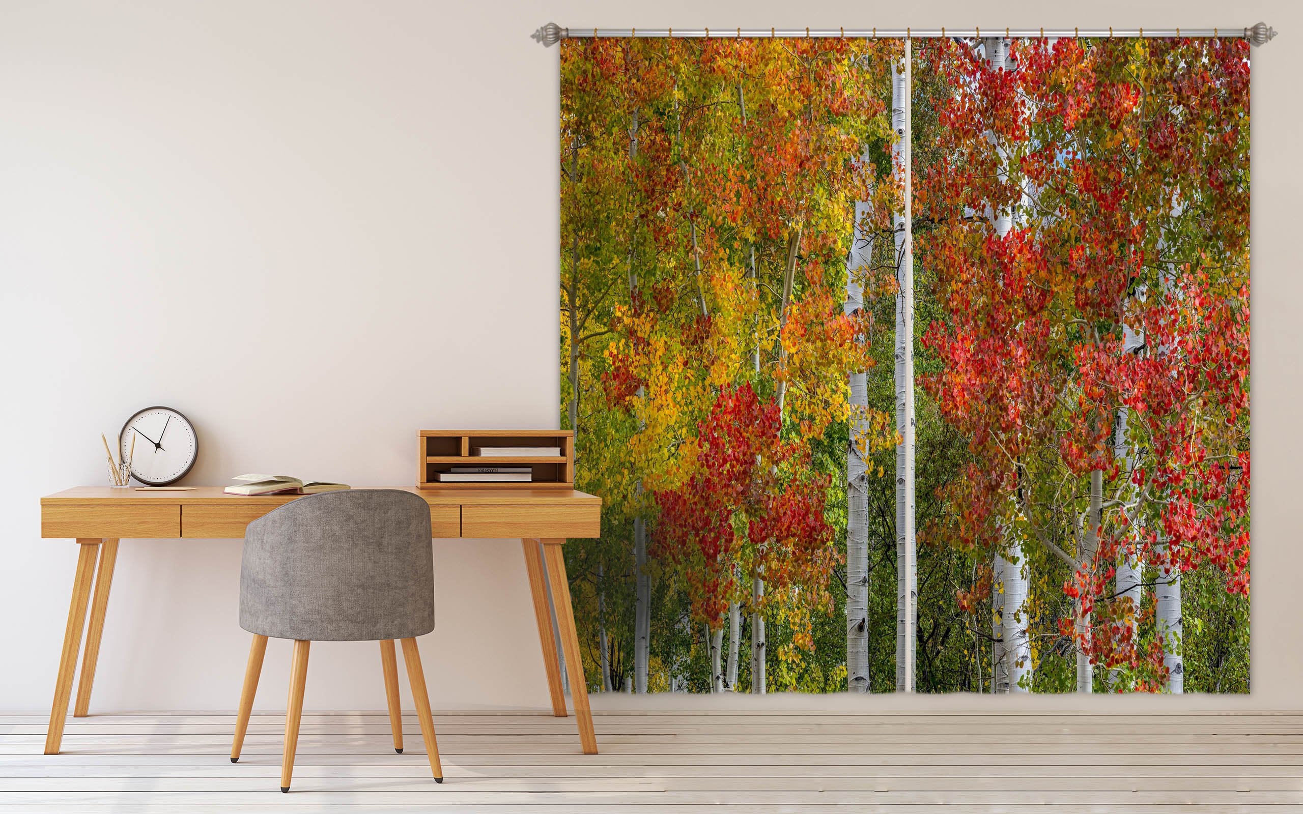 3D Autumn Leaves 062 Marco Carmassi Curtain Curtains Drapes Wallpaper AJ Wallpaper 