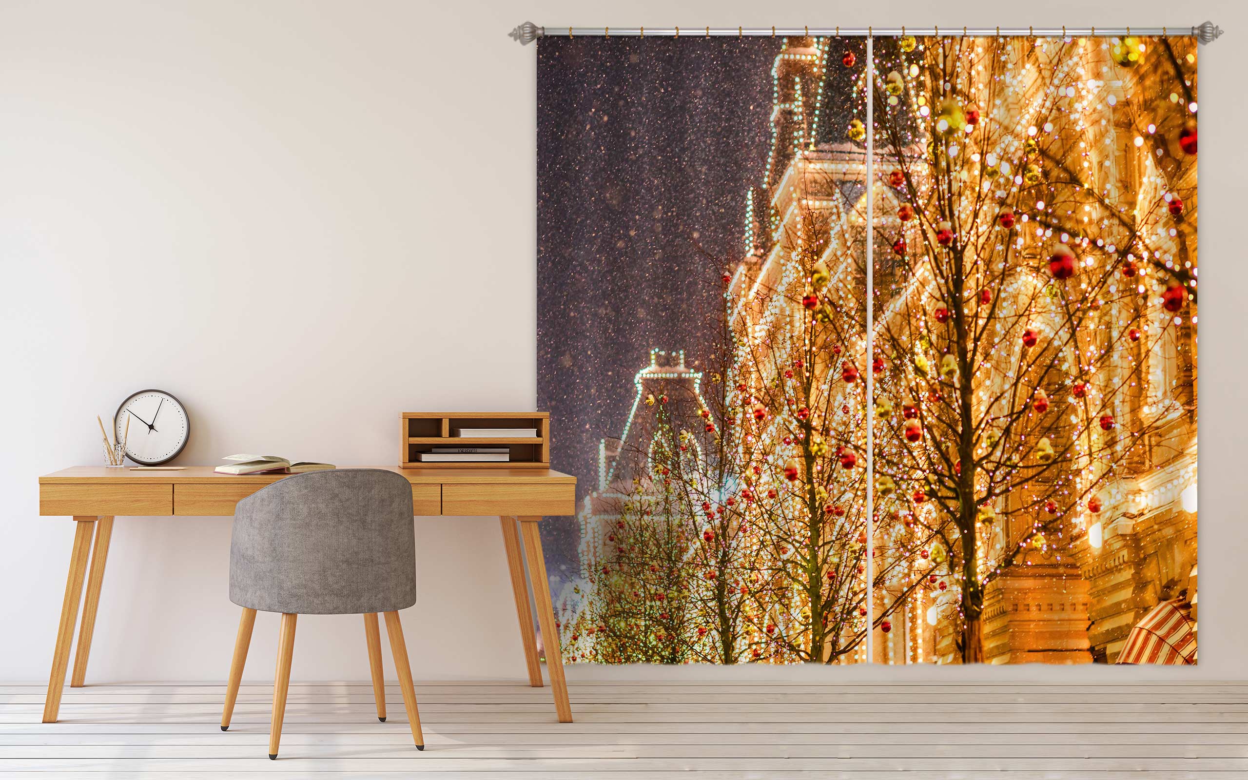 3D Light House 53133 Christmas Curtains Drapes Xmas