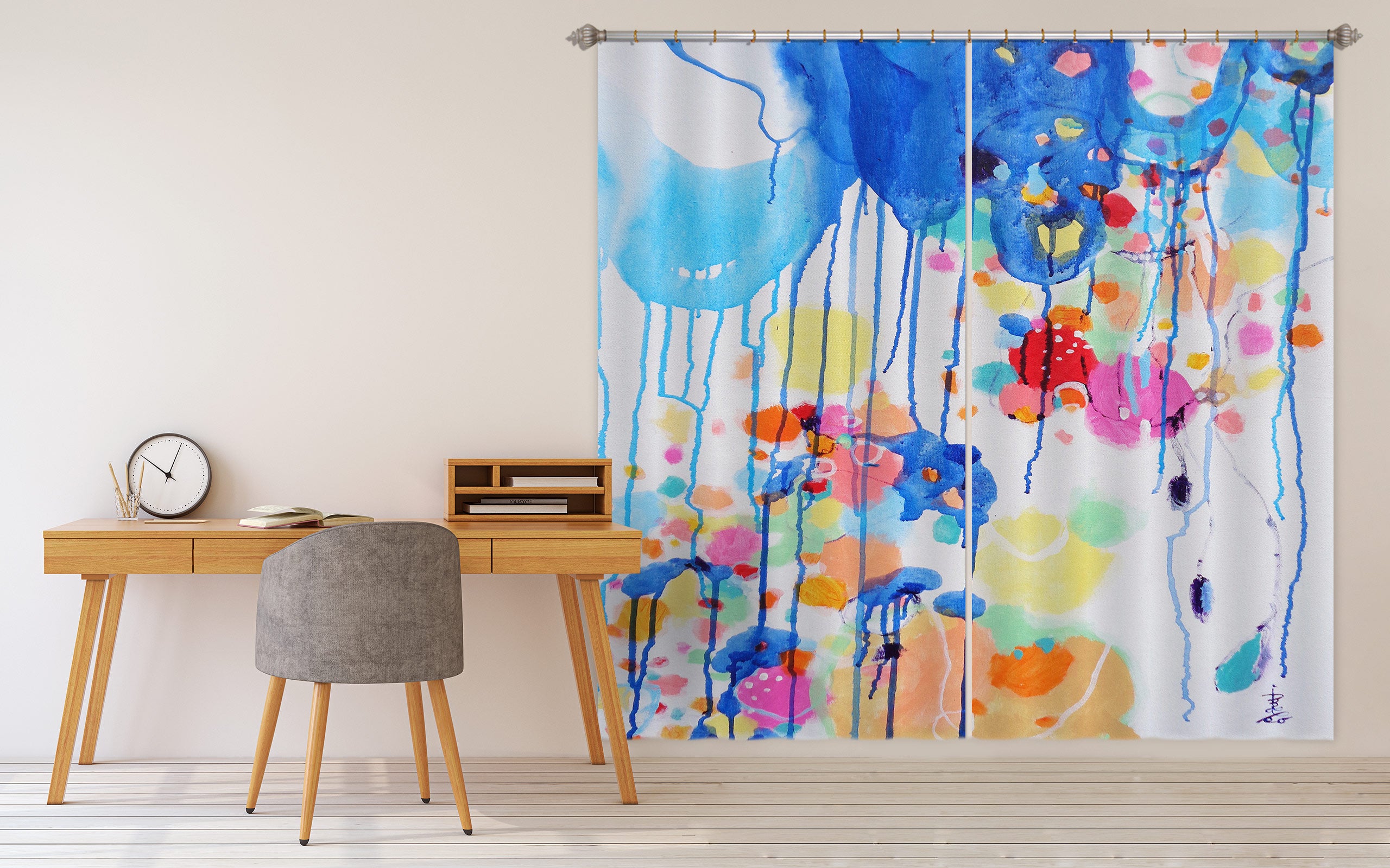 3D Watercolor Petals 2421 Misako Chida Curtain Curtains Drapes
