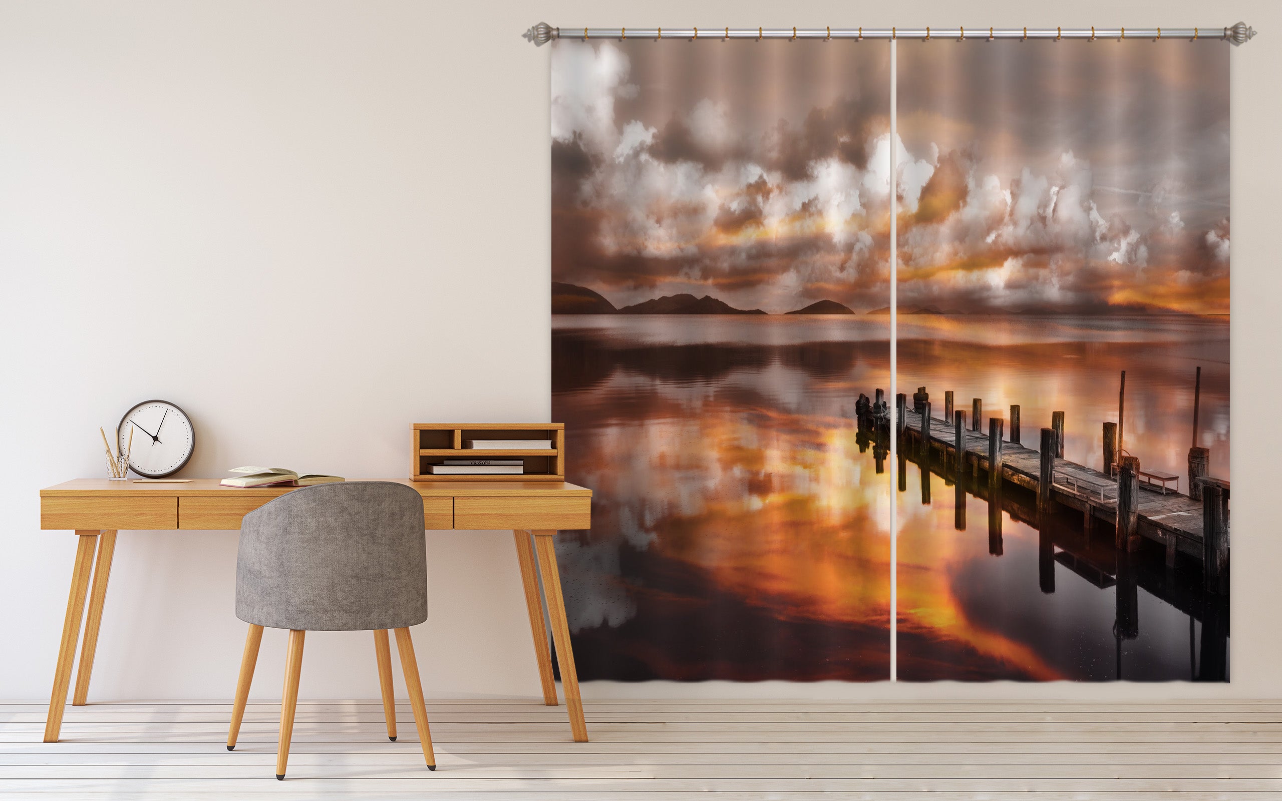 3D River Bridge 163 Marco Carmassi Curtain Curtains Drapes