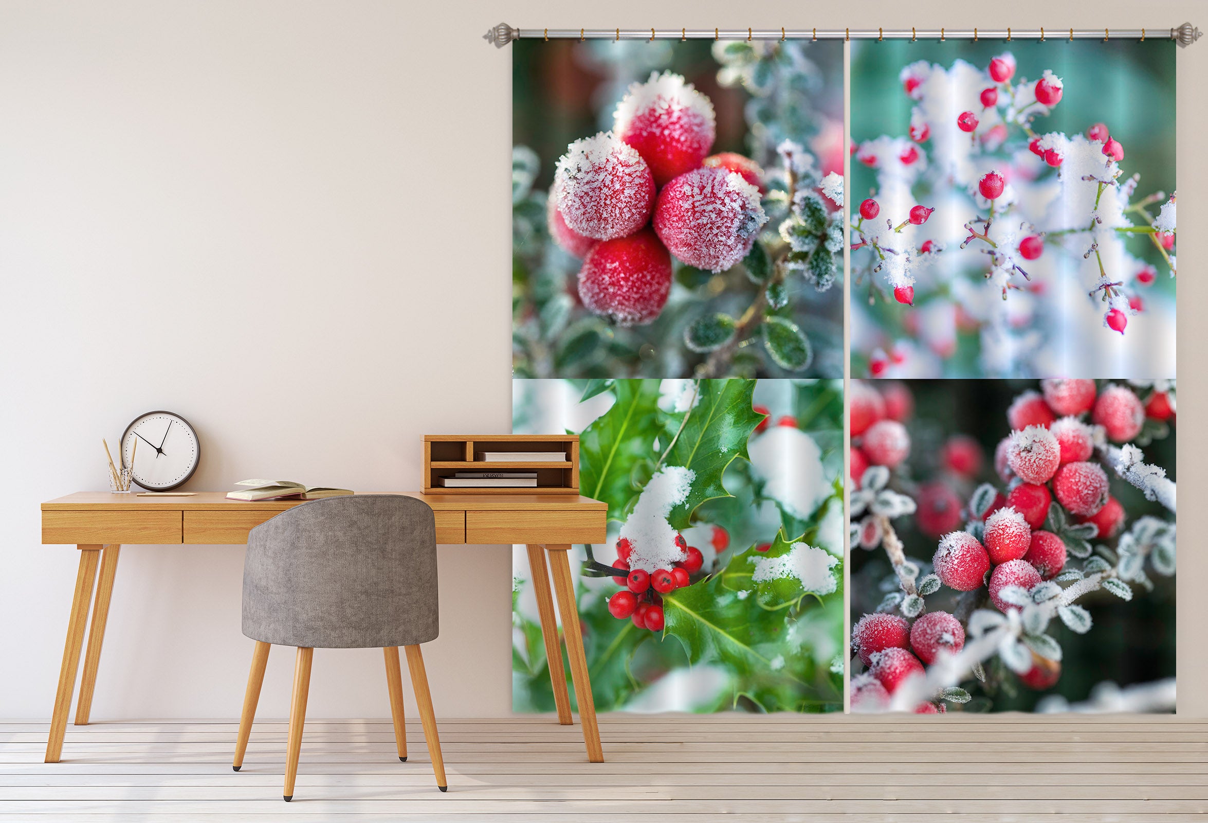 3D Winter Fruit 240 Assaf Frank Curtain Curtains Drapes