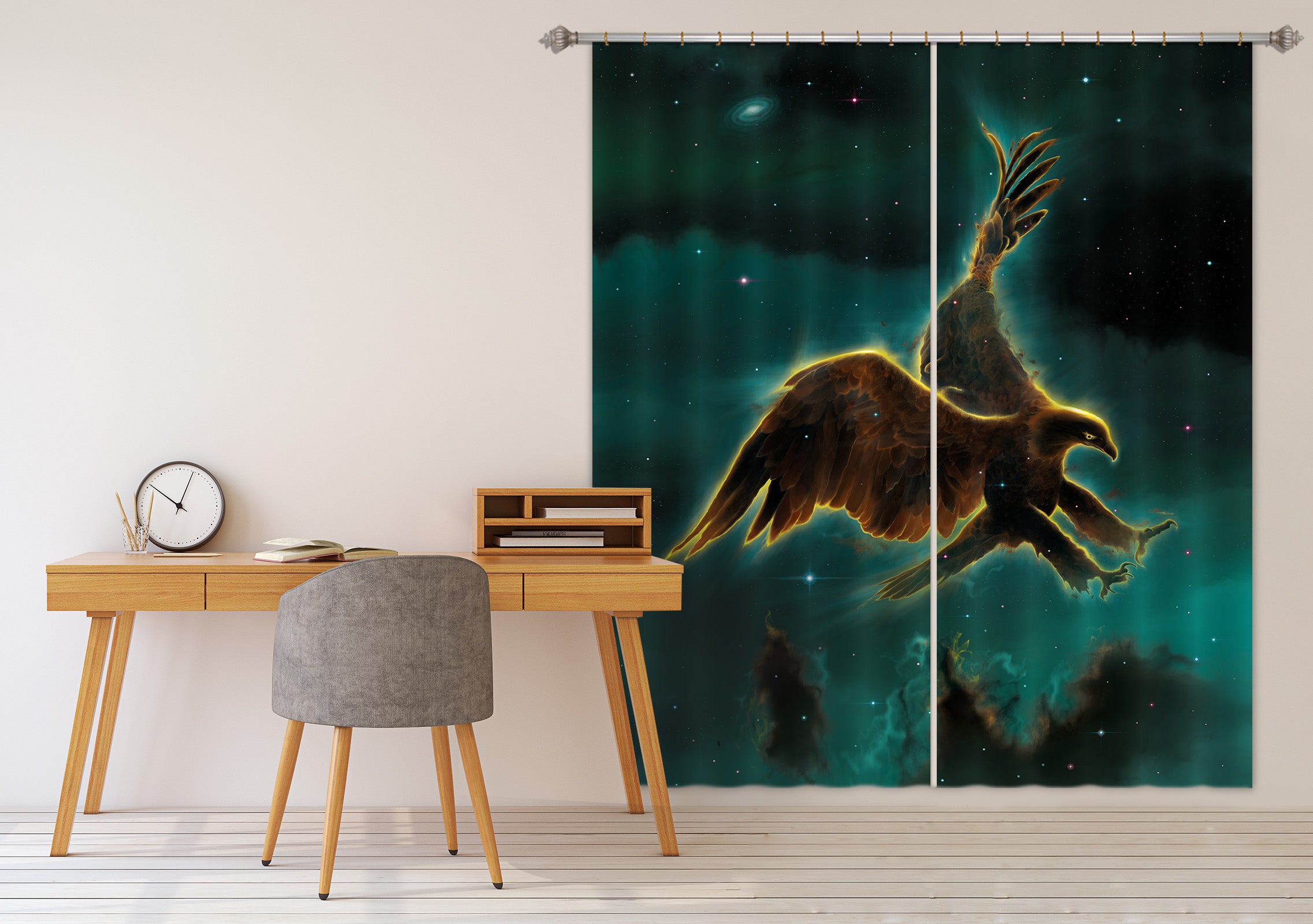 3D Eagle Galaxy 035 Vincent Hie Curtain Curtains Drapes