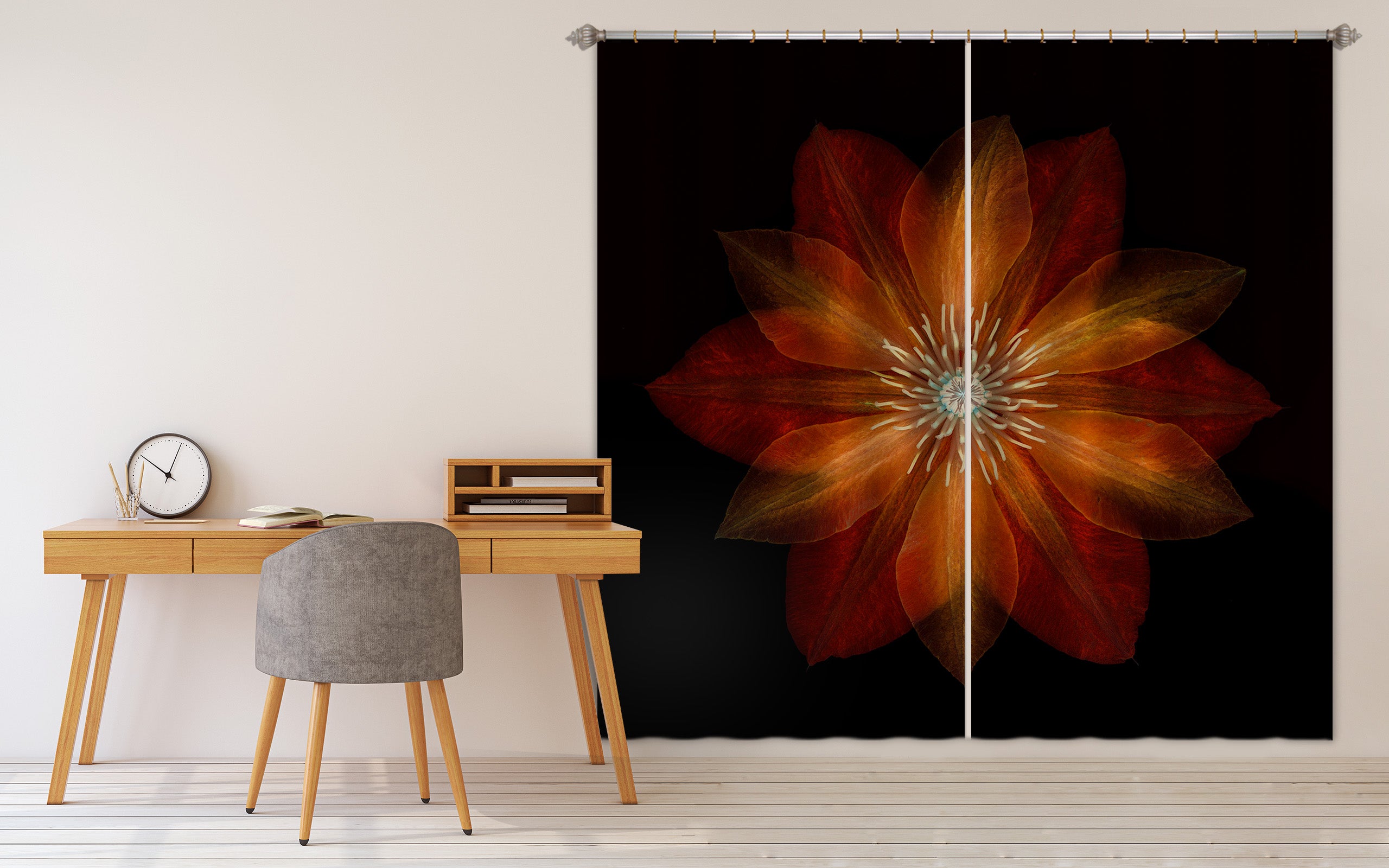 3D Flaming Petals 015 Assaf Frank Curtain Curtains Drapes