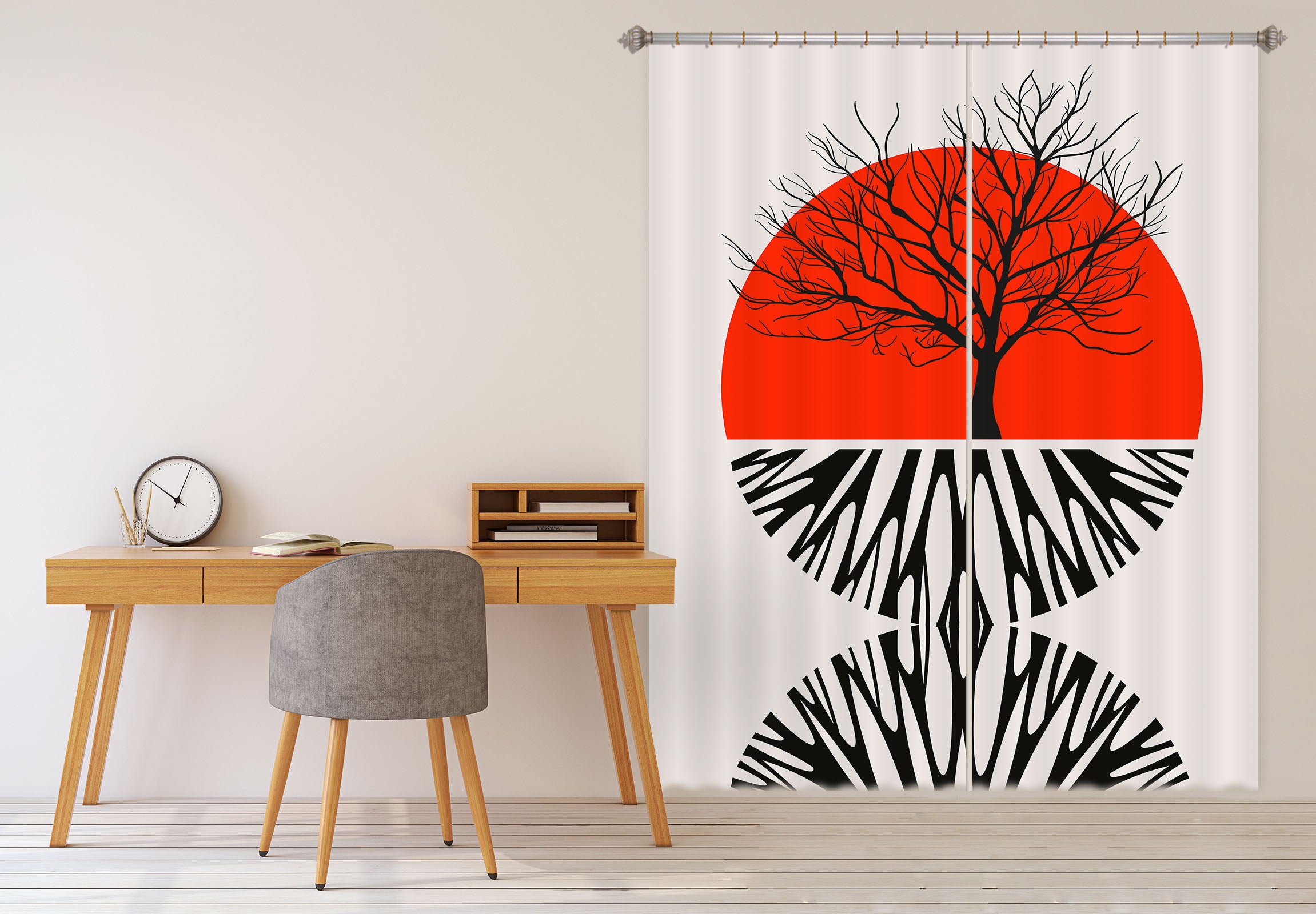 3D Red Sun Pattern 1134 Boris Draschoff Curtain Curtains Drapes