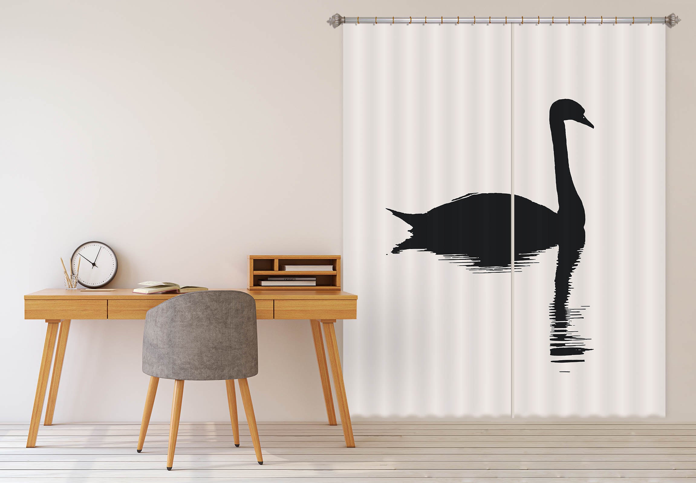 3D Swan Pattern 1127 Boris Draschoff Curtain Curtains Drapes