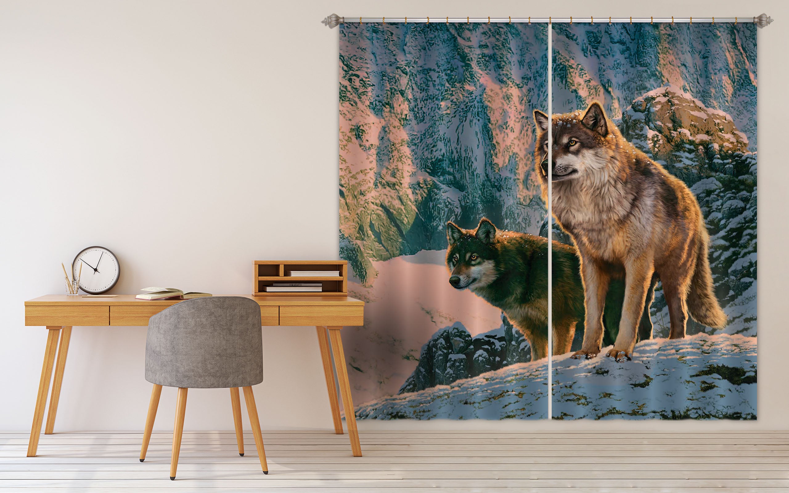 3D Wolf 094 Vincent Hie Curtain Curtains Drapes